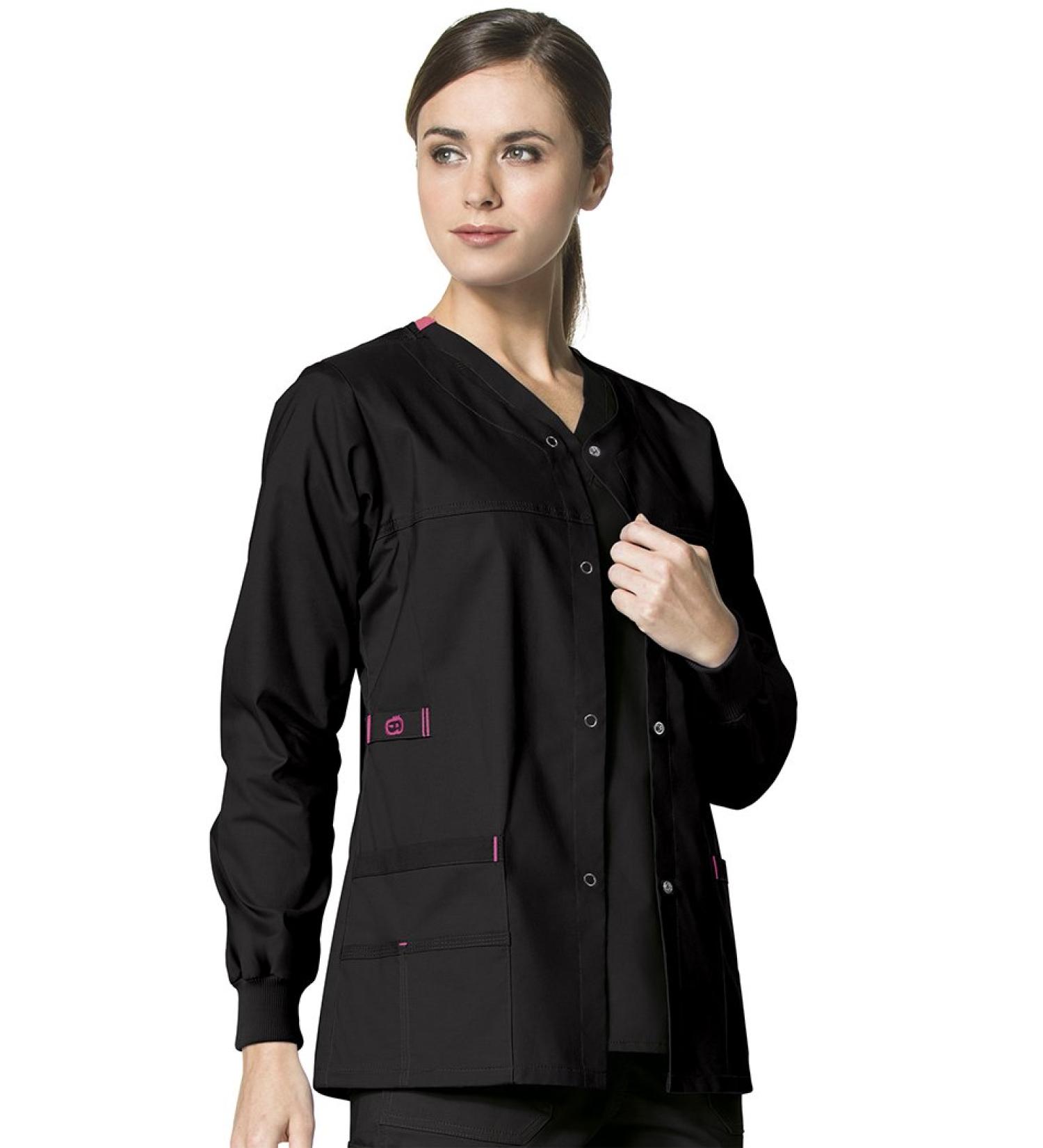 WonderWink Women's WonderFlex Constance Scrub Jacket - Black (Size Large) - Buy Online on SooperMarket.com