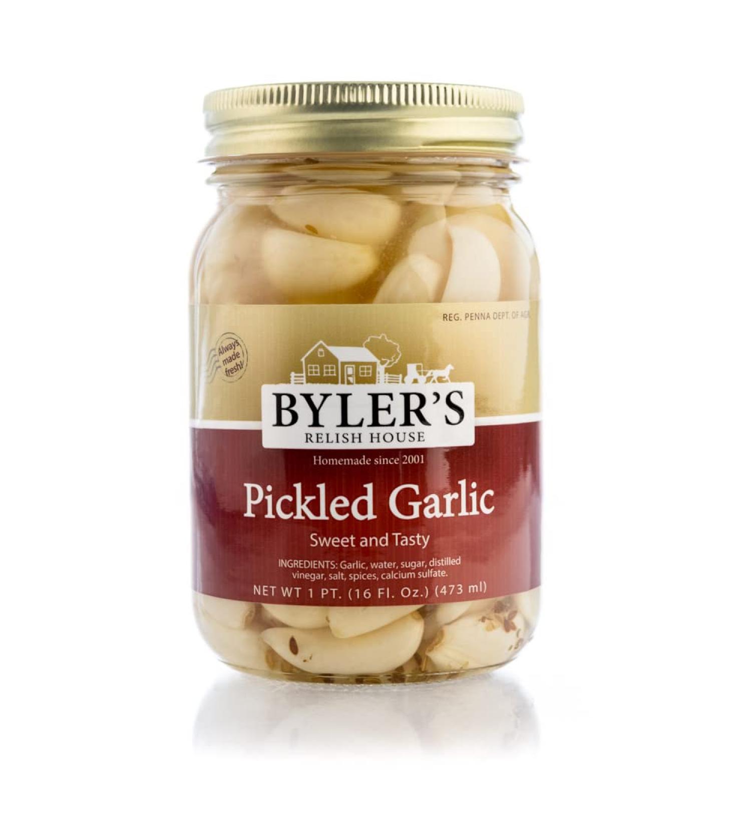 Byler's Relish House Pickled Garlic 16 Fl. Oz. (1 PT) Glass Jar - Buy Online on SooperMarket.com