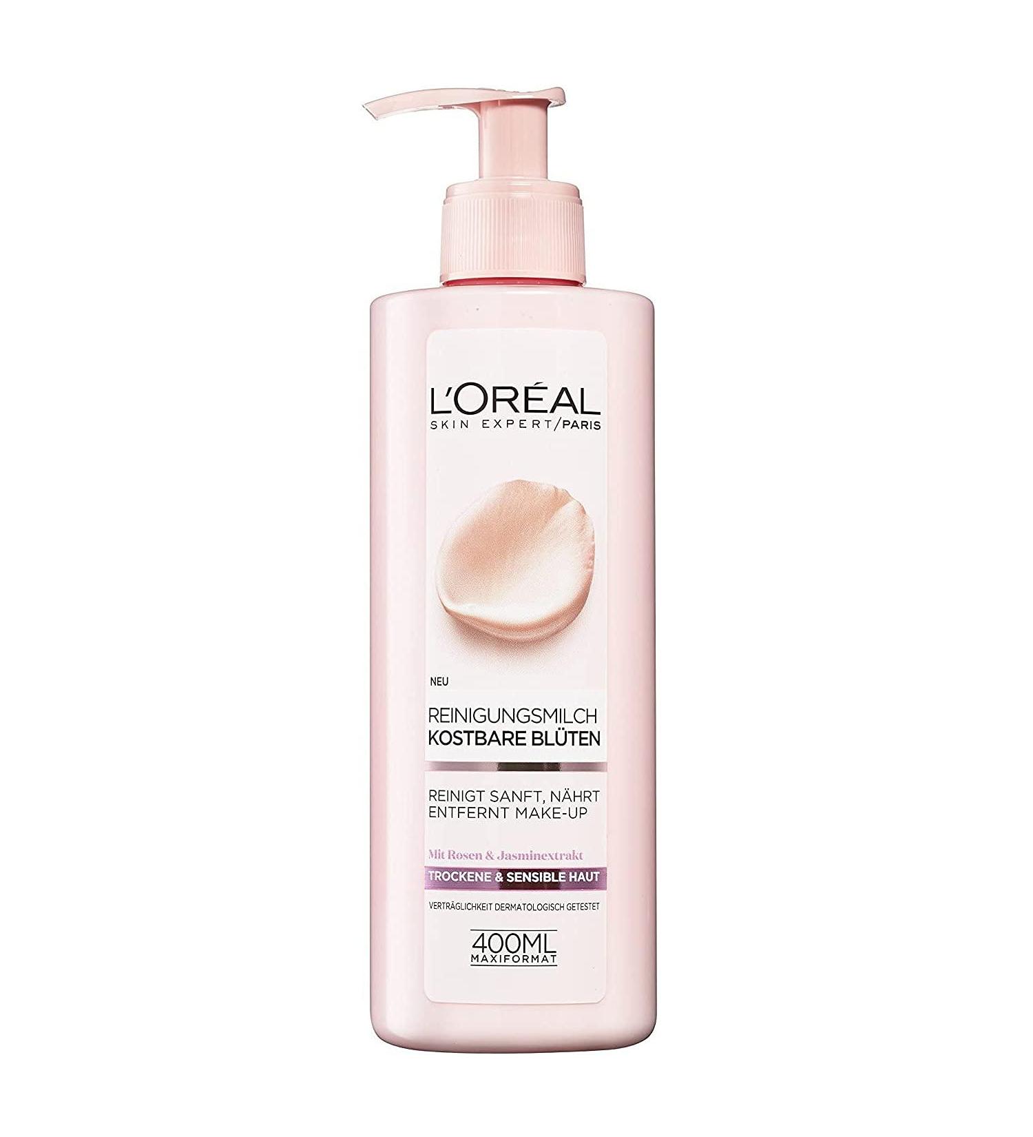 L'Or al Paris Facial Cleaning Milk - Rose & Jasmine Extract for Makeup Removal | 400ml | Gentle for Sensitive Skin - Buy Online on SooperMarket.com