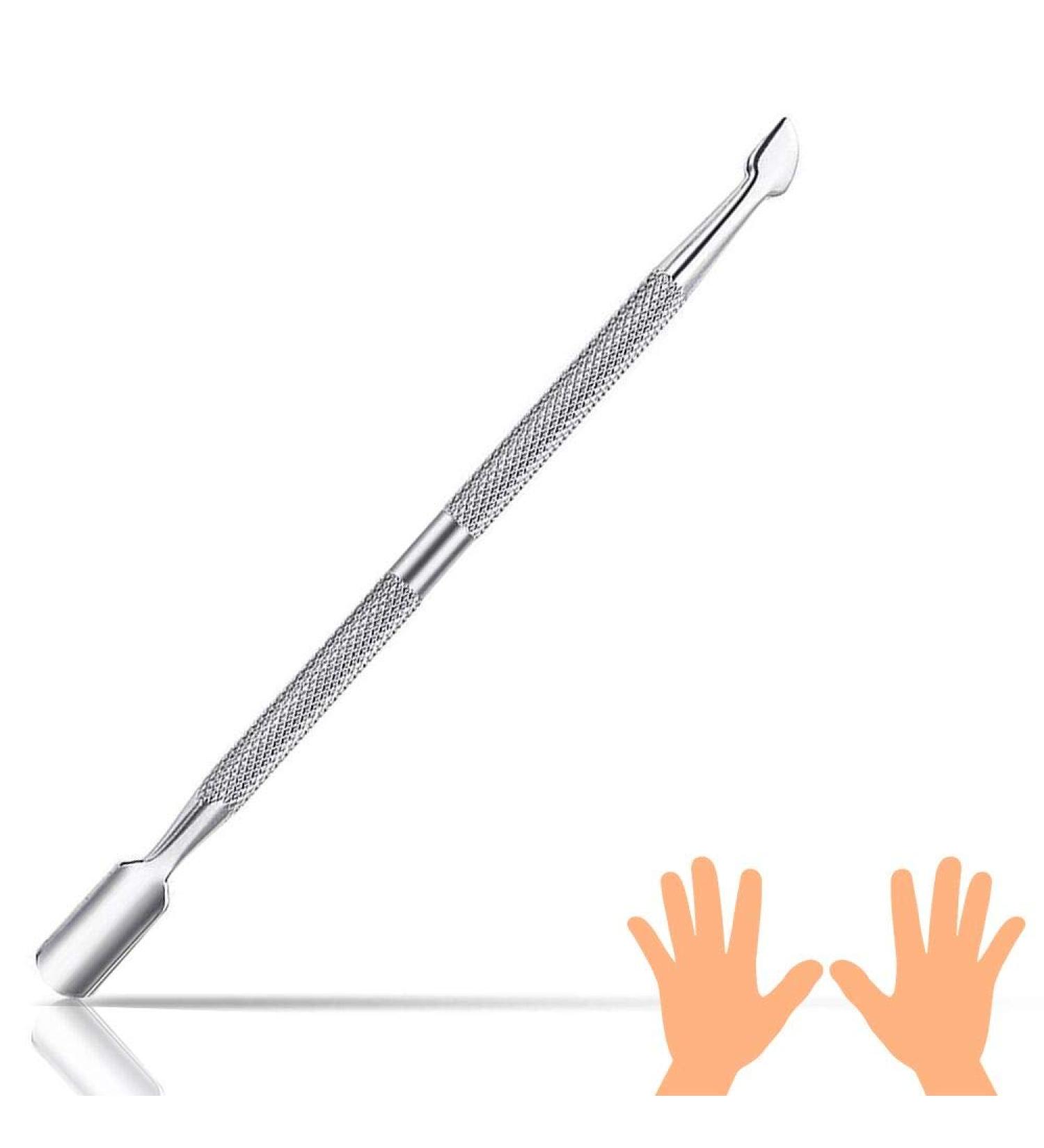Dual Head Stainless Steel Nail Cuticle Pusher by XCOZU | Professional Nail Cleaner and Trimmer Tool for Gel Polish Removal and Nail Art - Silver - Buy Online on SooperMarket.com