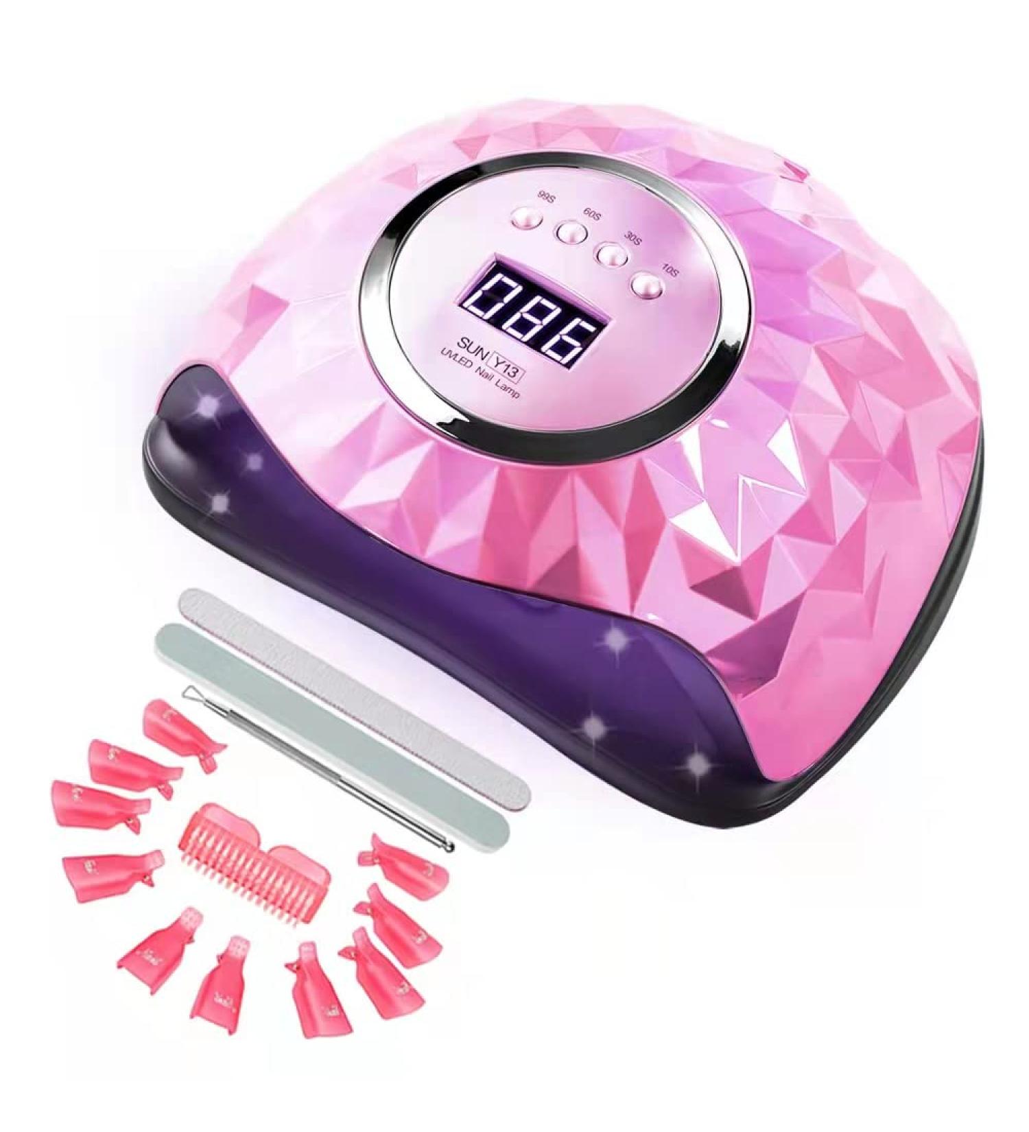 iBigLY 248W UV LED Nail Lamp | Fast Gel Nail Dryer with 60 Lamp Beads | 4 Timers Auto Sensor | Home/Salon Nail Art UV Light Tools - Pink - Buy Online on SooperMarket.com