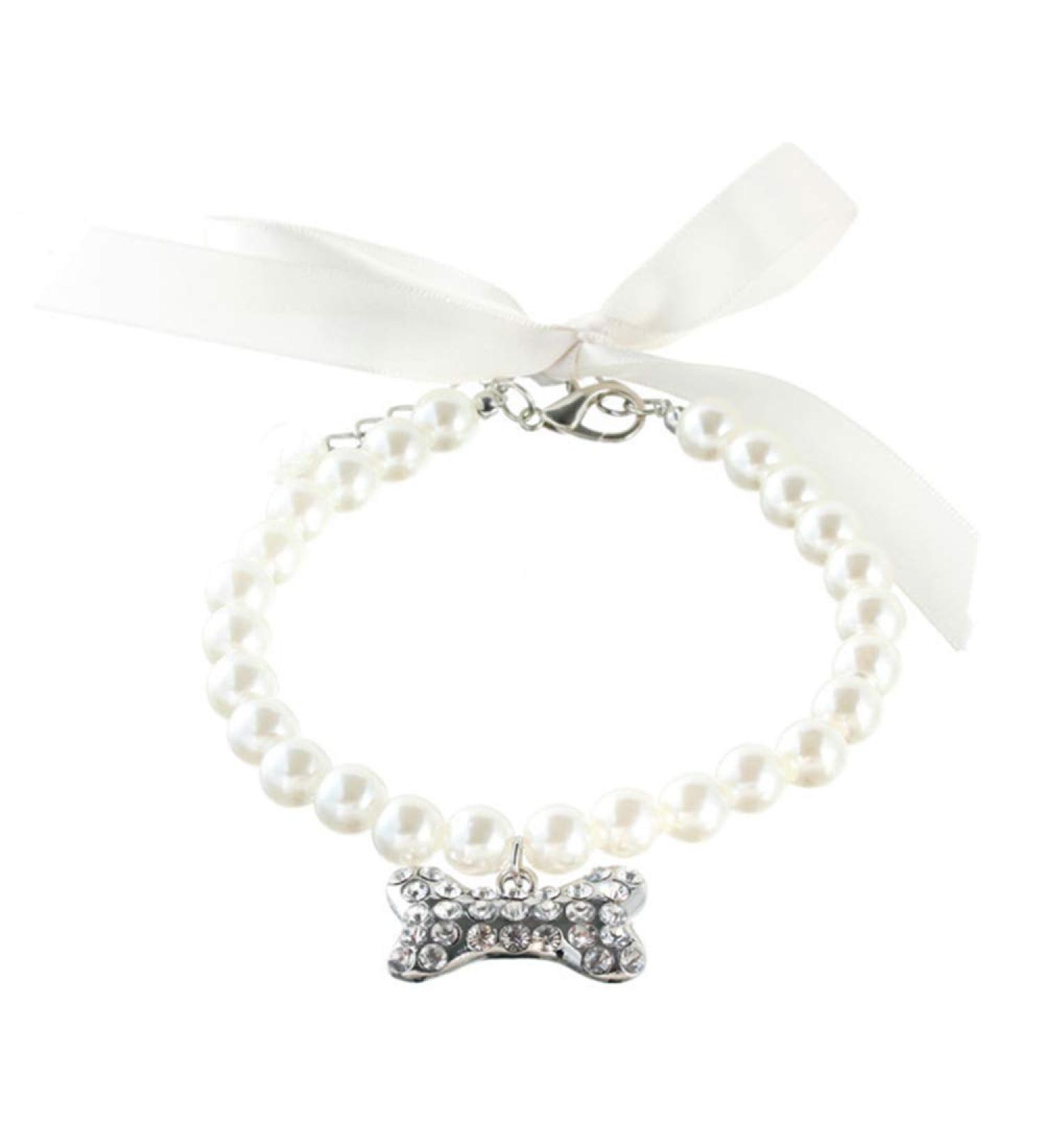 RayMinsino Adjustable Pearl Bone Pendant Necklace for Dogs & Cats - Stylish Pet Collar - Buy Online on SooperMarket.com