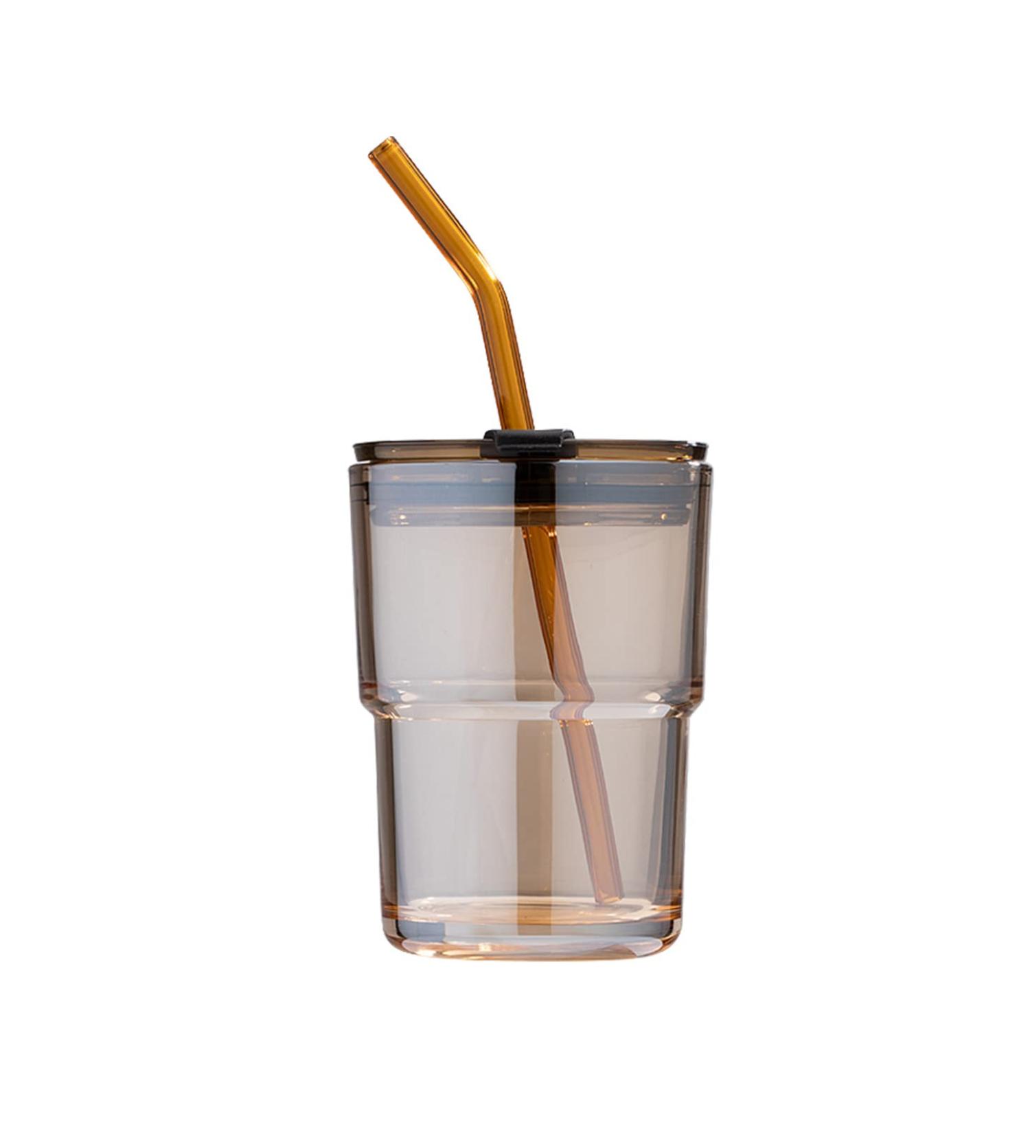 BLUEPOLAR 13oz Amber Tumbler Water Bottle with Straw and Lid - Insulated Glass Coffee Mug - Buy Online on SooperMarket.com