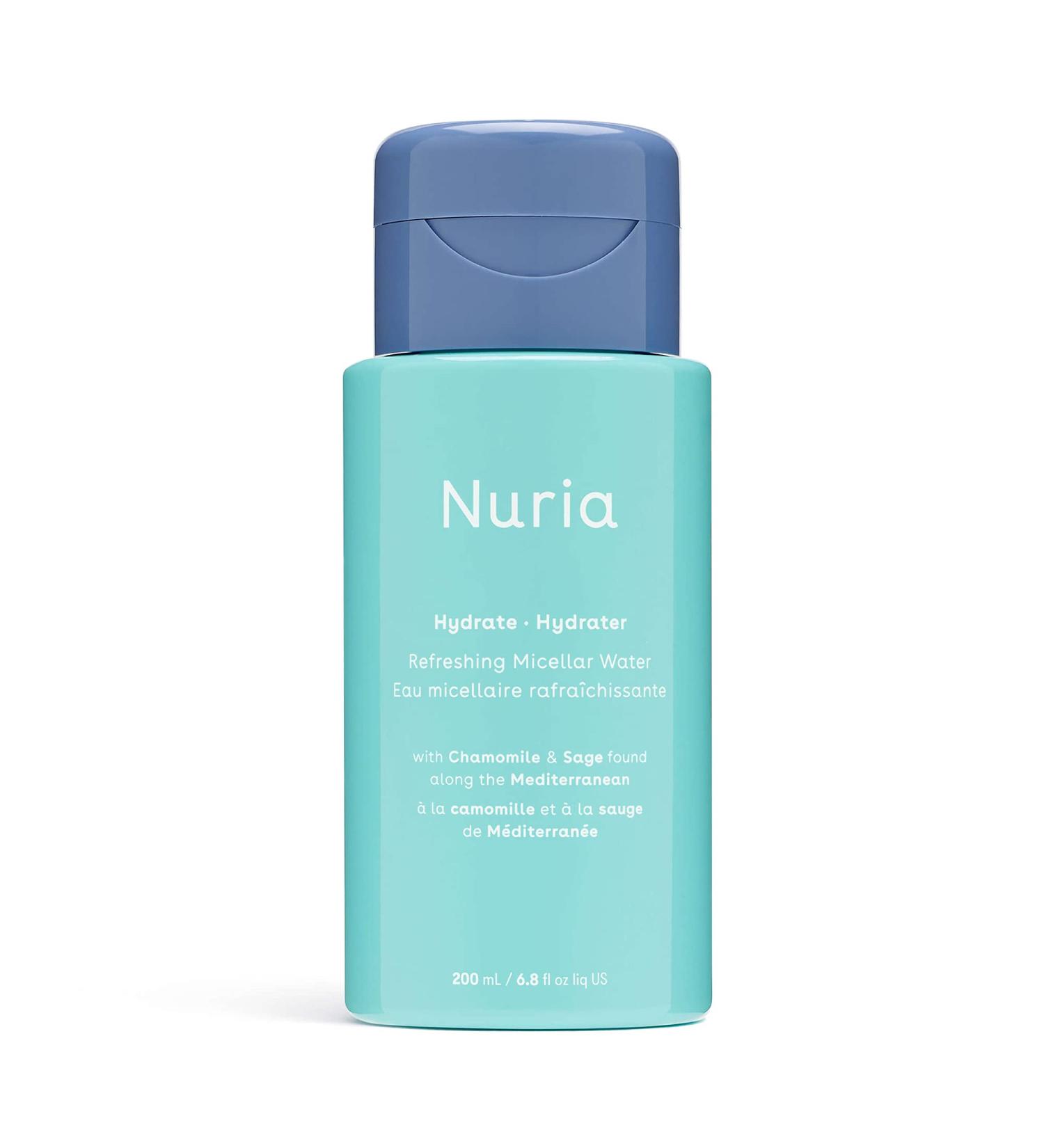 Nuria Hydrate Refreshing Micellar Water - No-Rinse Makeup Remover with Sage Leaf Oil Chamomile & Aloe - 200mL for All Skin Types - International Shipping Available - Buy Online on SooperMarket.com