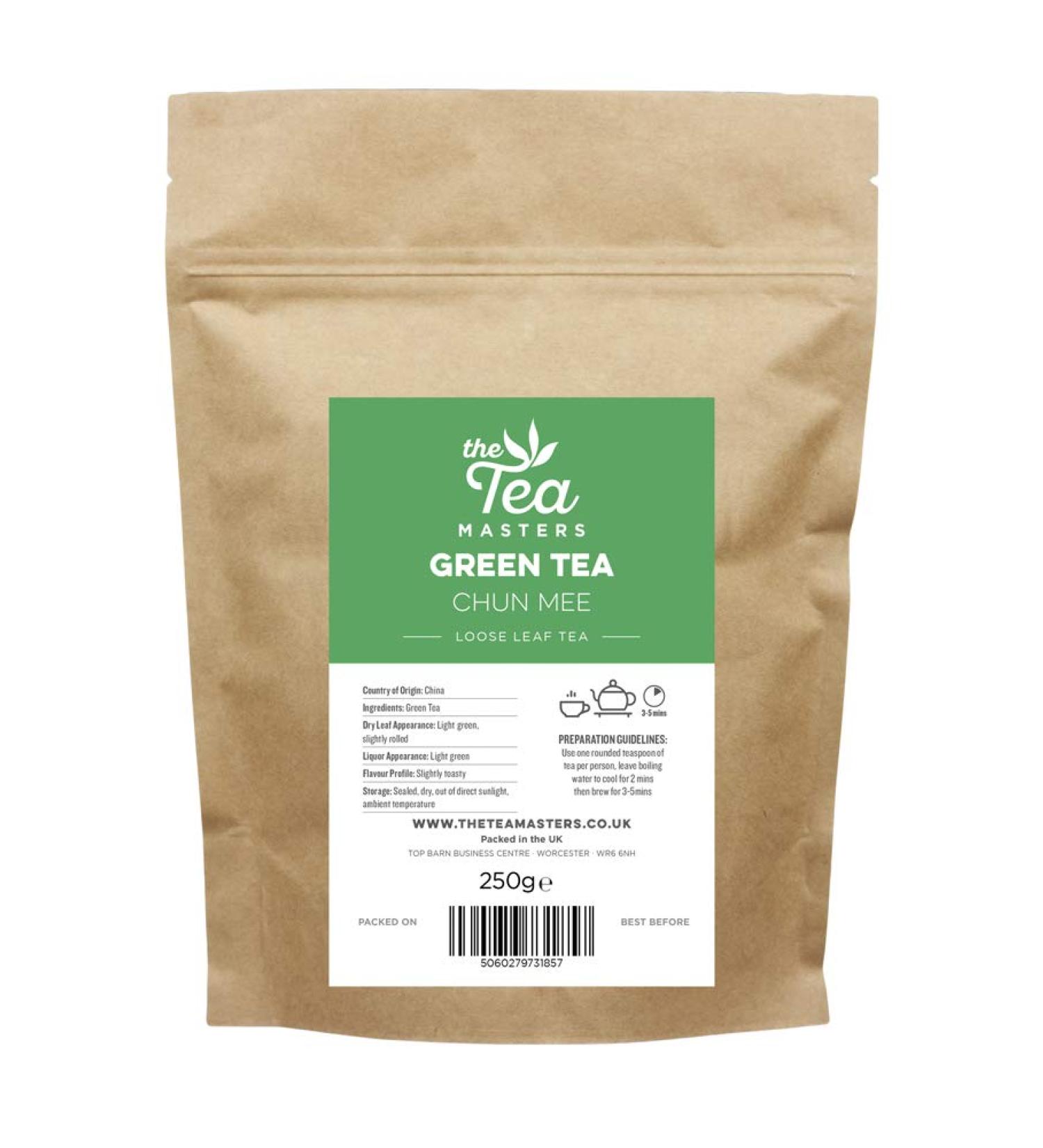 The Tea Masters Loose Leaf Tea - 250g Premium Chun Mee Chinese Green Tea - 100% Richly Flavoured Green Tea Leaves - Green Tea Loose Leaf Perfect as Breakfast Drink or Every Teatime - Buy Online on SooperMarket.com