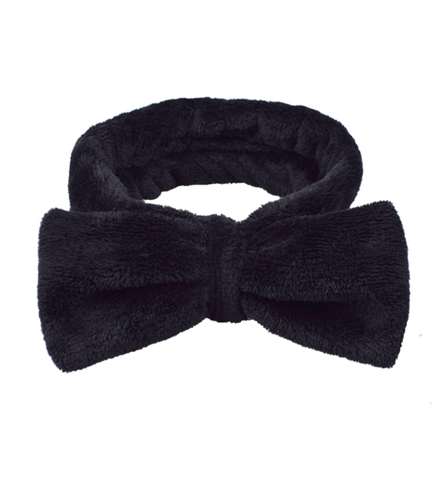 Makeup Headbands Spa Bow Washing Face Hair Band Towel Wrap Coral Fleece Elastic for Shower Sports Black Spa Headband - Buy Online on SooperMarket.com