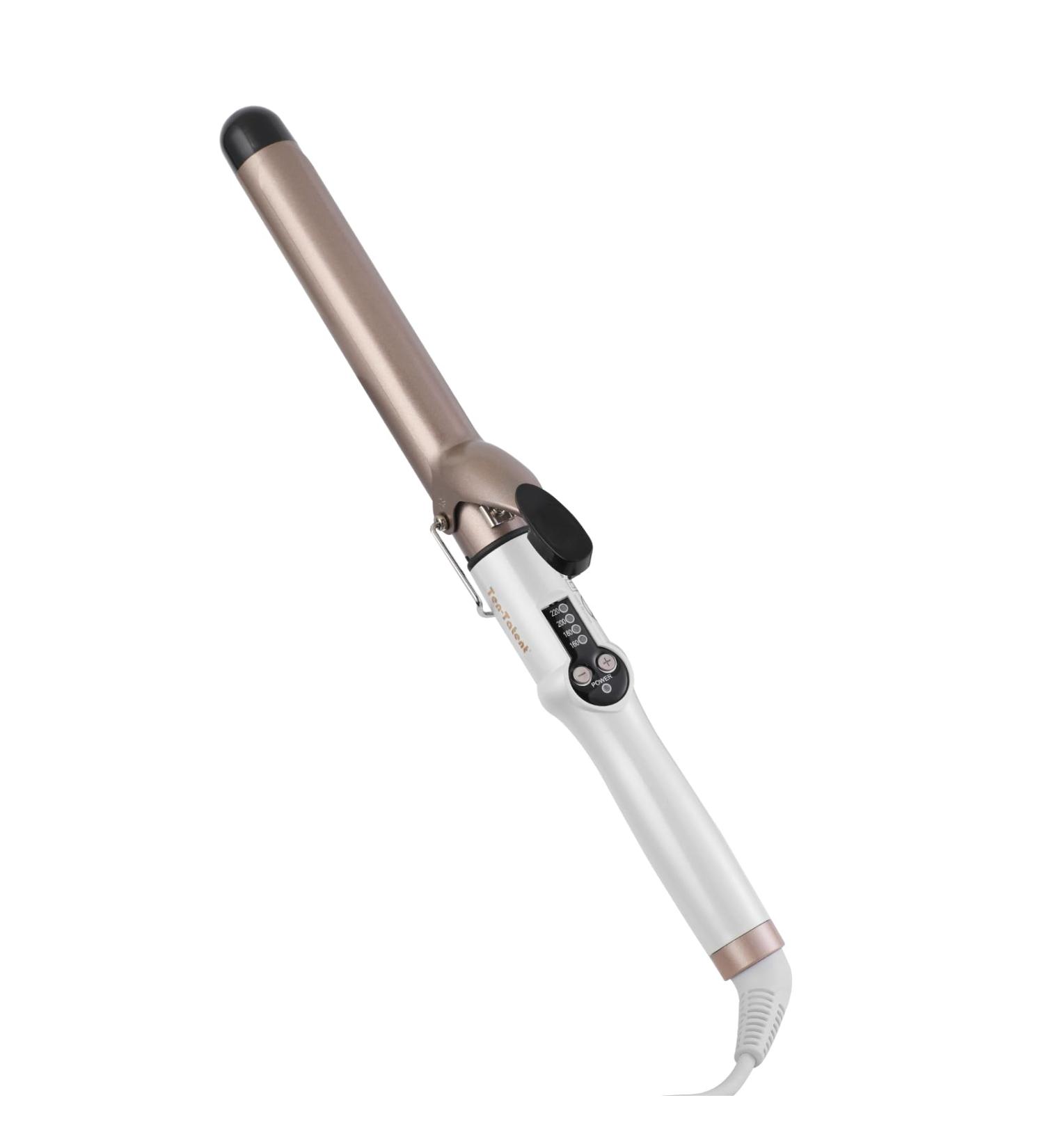 Ten-Tatent 28mm Ceramic Tourmaline Curling Iron | Dual Voltage Curling Wand for Long & Short Hair | Adjustable Heat Settings | White - Buy Online on SooperMarket.com