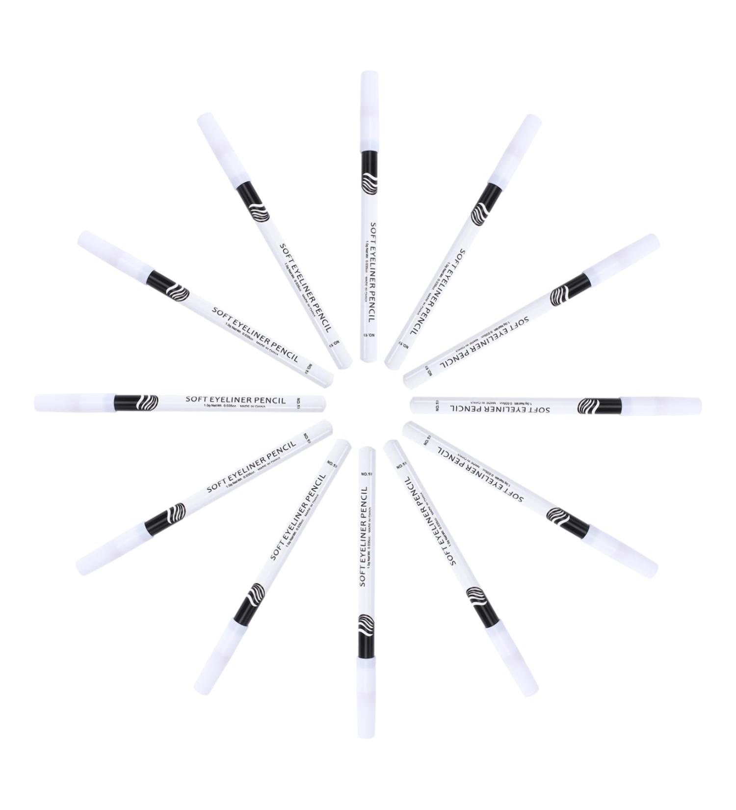 WOONEKY 12pcs Eyeliner Pencil Liquid Eye Makeup Kit Smudge-proof Eye Definer White Liner Wooden Pole - Buy Online on SooperMarket.com