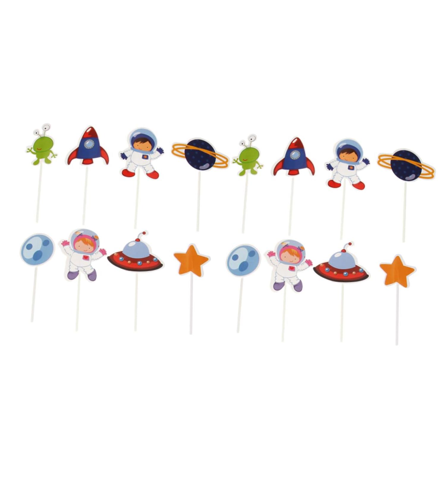 Warmhm Birthday Cupcake Topper 48pcs Set Supplies Birthday Toppers for Cakes Funny Theme Party Cute Baby Shower Cupcake Supplies Pick Cupcake Decorating Topper Child Space Wooden Top Hat - Buy Online on SooperMarket.com