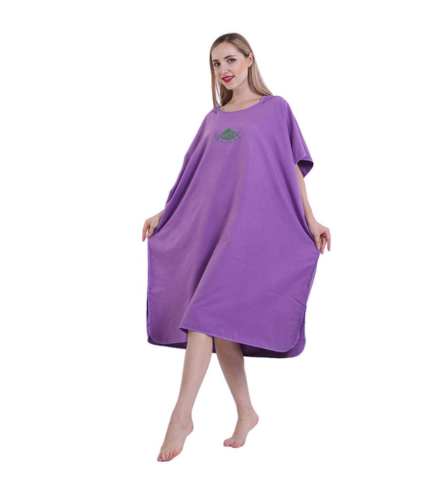 Buy Ultra-Echo Bathing Towel Poncho | Quick-Dry Surf & Beach Change Robe for Women & Kids - Violet 90x110cm - Buy Online on SooperMarket.com