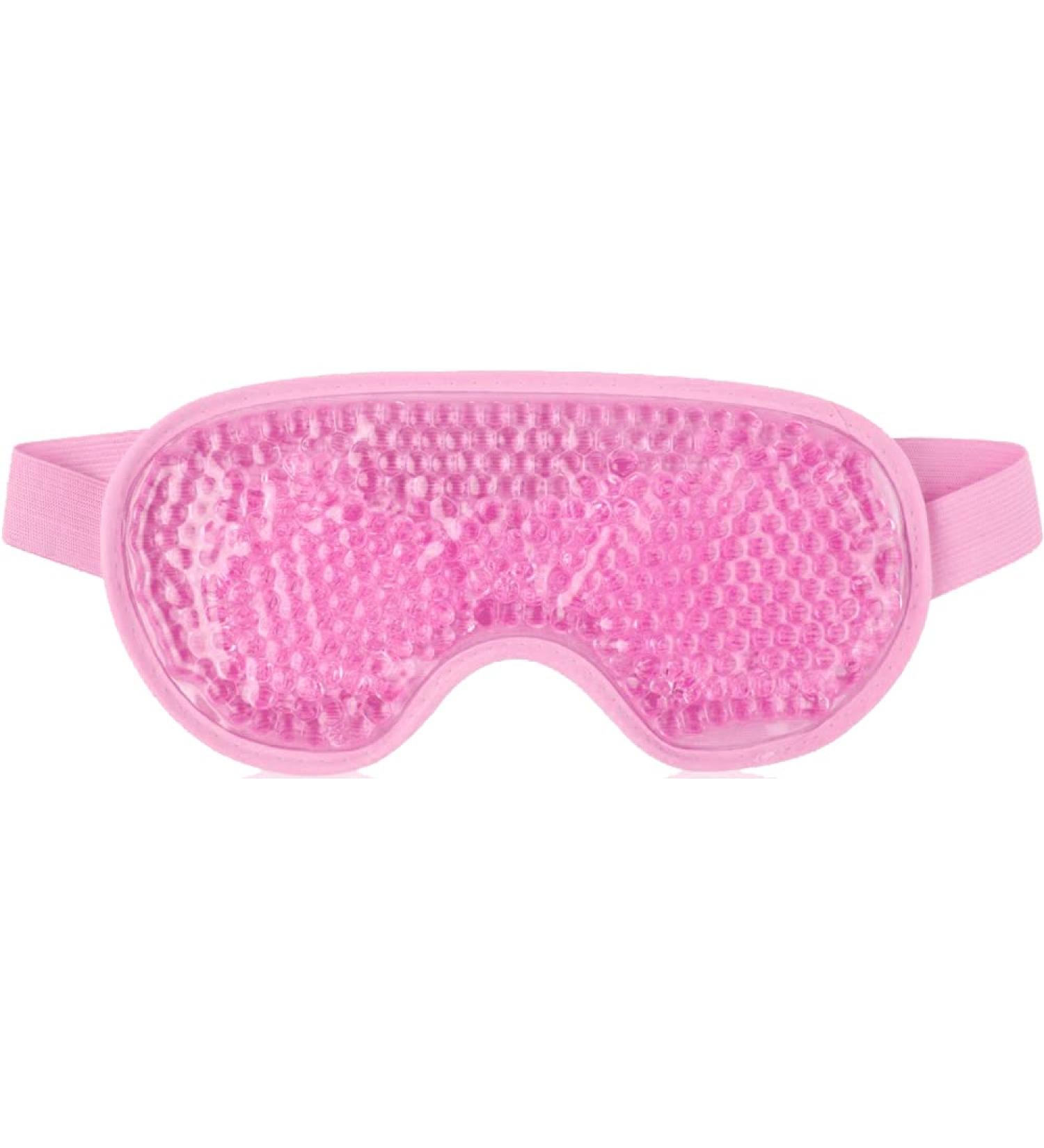 Pink Gel Eye Mask Cooling and Warming Treatment for Tired Puffy Eyes Headaches Hayfever Dry Eyes Reversible Design Silicone Velvet Adjustable Straps - Buy Online on SooperMarket.com