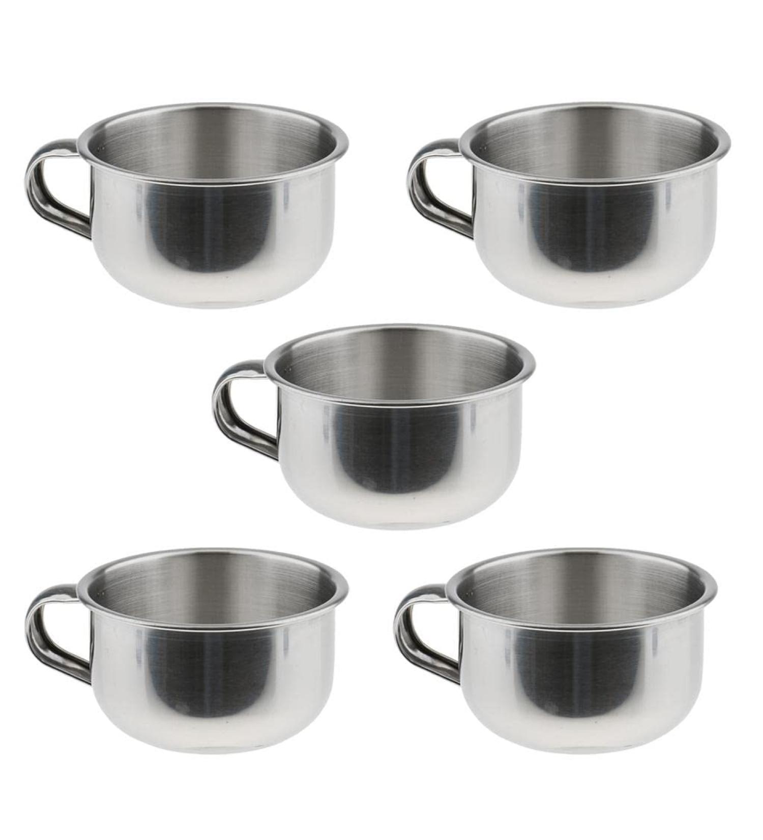 Bonarty 5pcs Rust Proof Stainless Steel Men's Barber Shaving Mug Bowl Soap Cup for Brush - Buy Online on SooperMarket.com