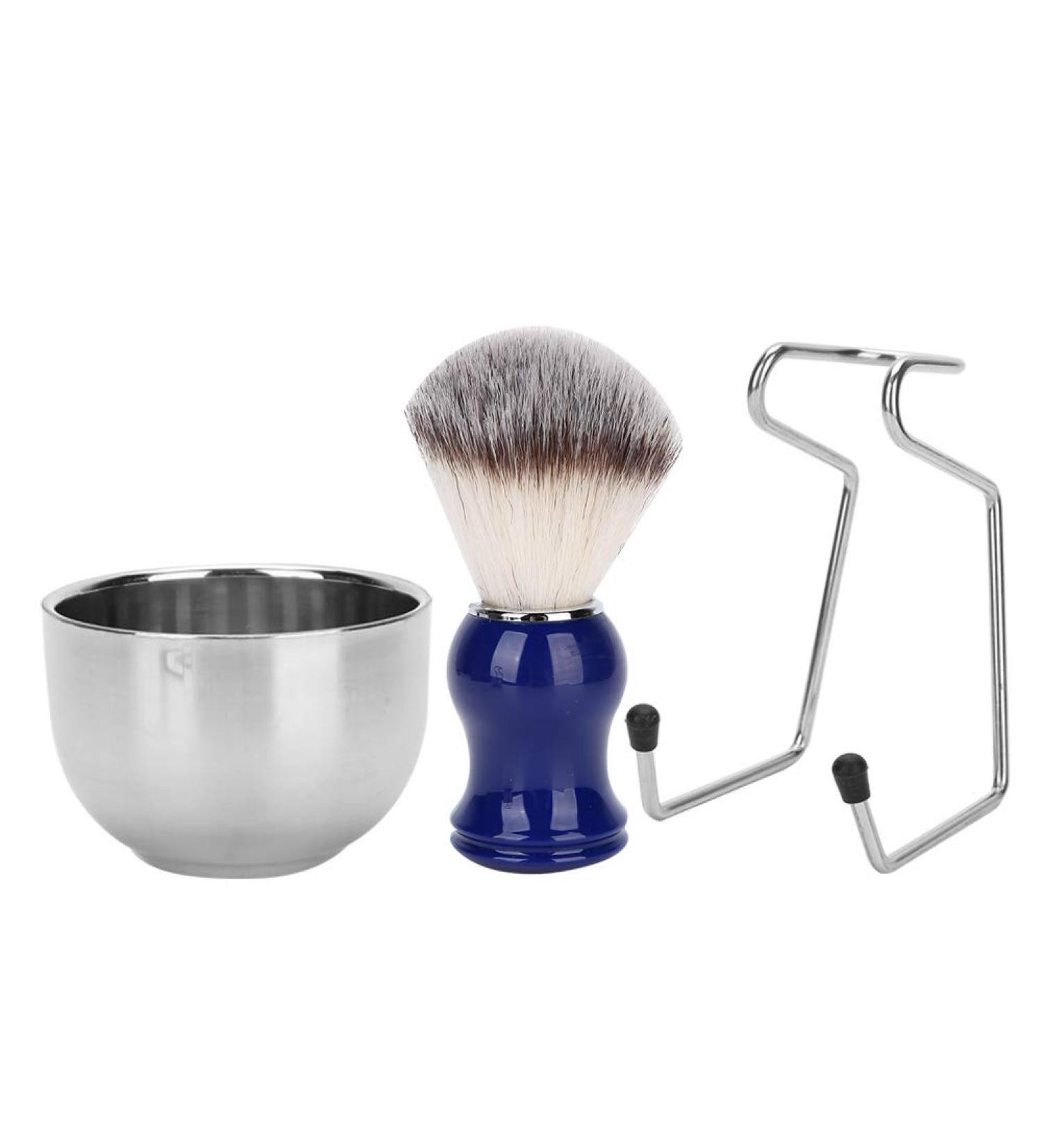 Ankroyu 3-Piece Beard Shaving Set - Stainless Steel Razor Brush & Rack - Perfect Gift for Fathers Husbands & Friends - Buy Online on SooperMarket.com