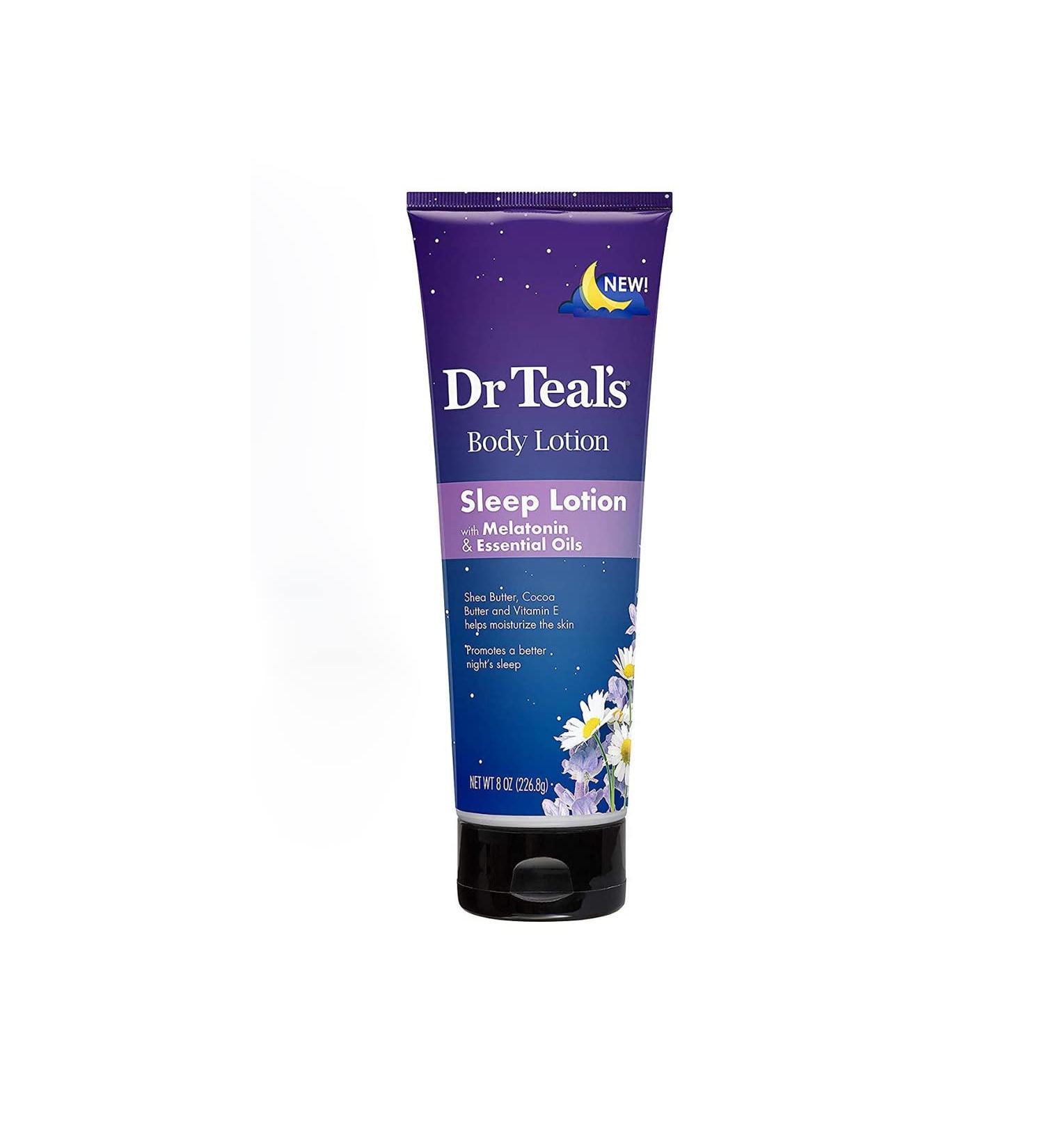 Dr. Teal's Nighttime Therapy Body Lotion with Melatonin (1 Bottle  8oz) - Shea & Cocoa Butter with Vitamin E Helps Create Healthier Looking Skin - Essential Oils Promote a Better Nights Sleep