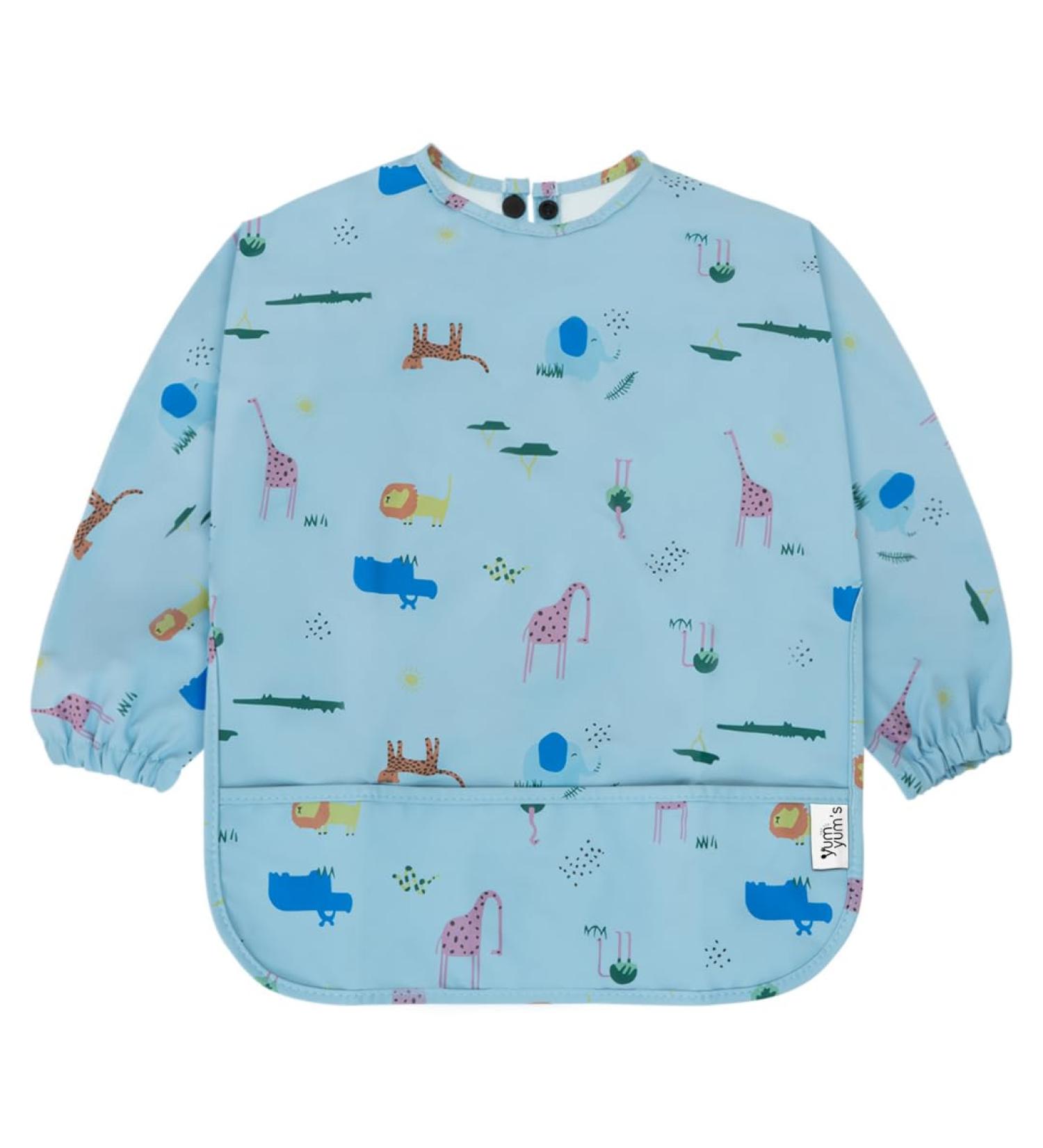 Yum Yum's Silicone Baby Bibs - Waterproof Long Sleeve Feeding Bib with Safari Friends Design | Ideal for Baby Weaning 6-12 Months - Buy Online on SooperMarket.com
