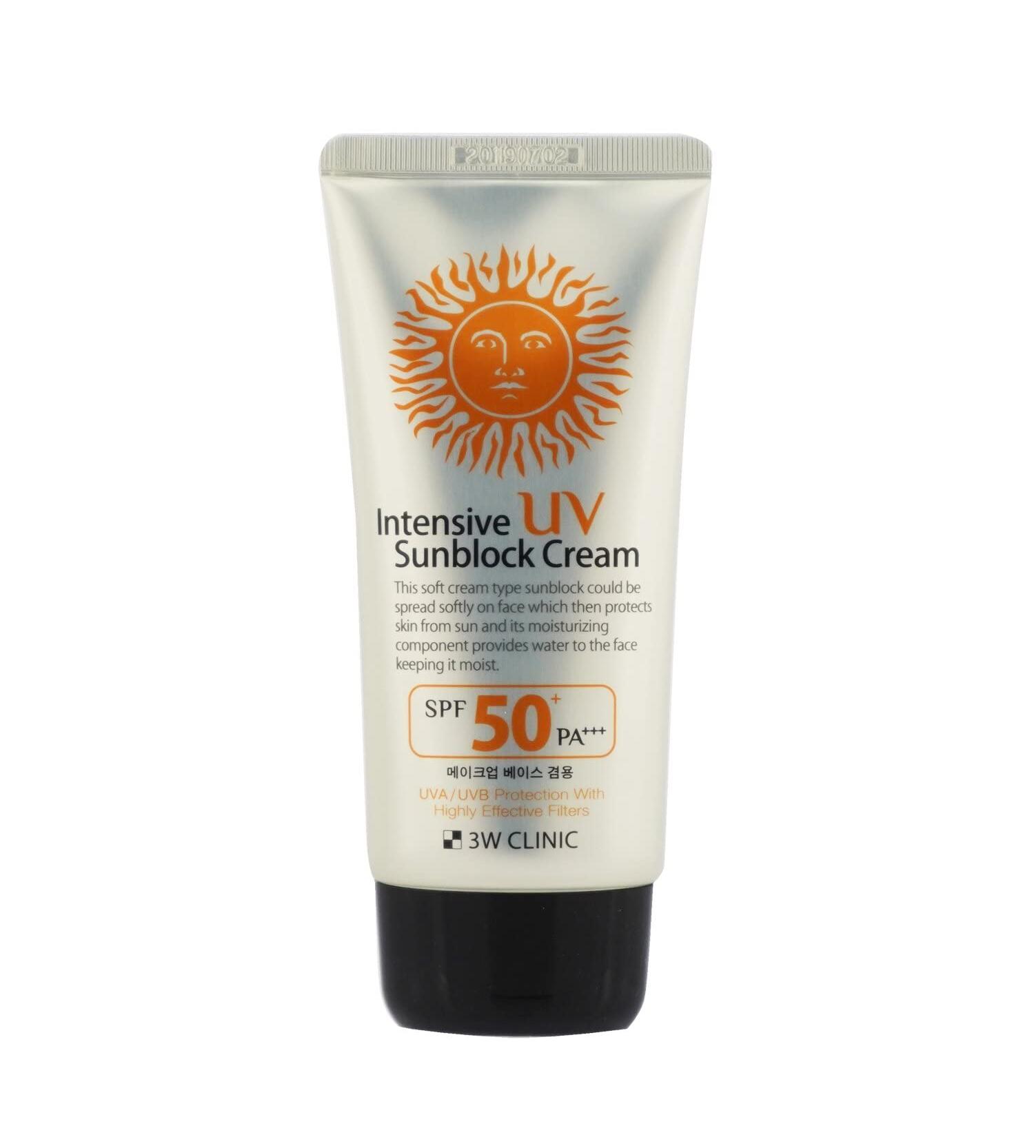3W Clinic Intensive UV Sunblock Cream SPF 50+ PA+++ - Best Face Sunscreen for Maximum Sun Protection (70 ml) - International Shipping Available - Buy Online on SooperMarket.com