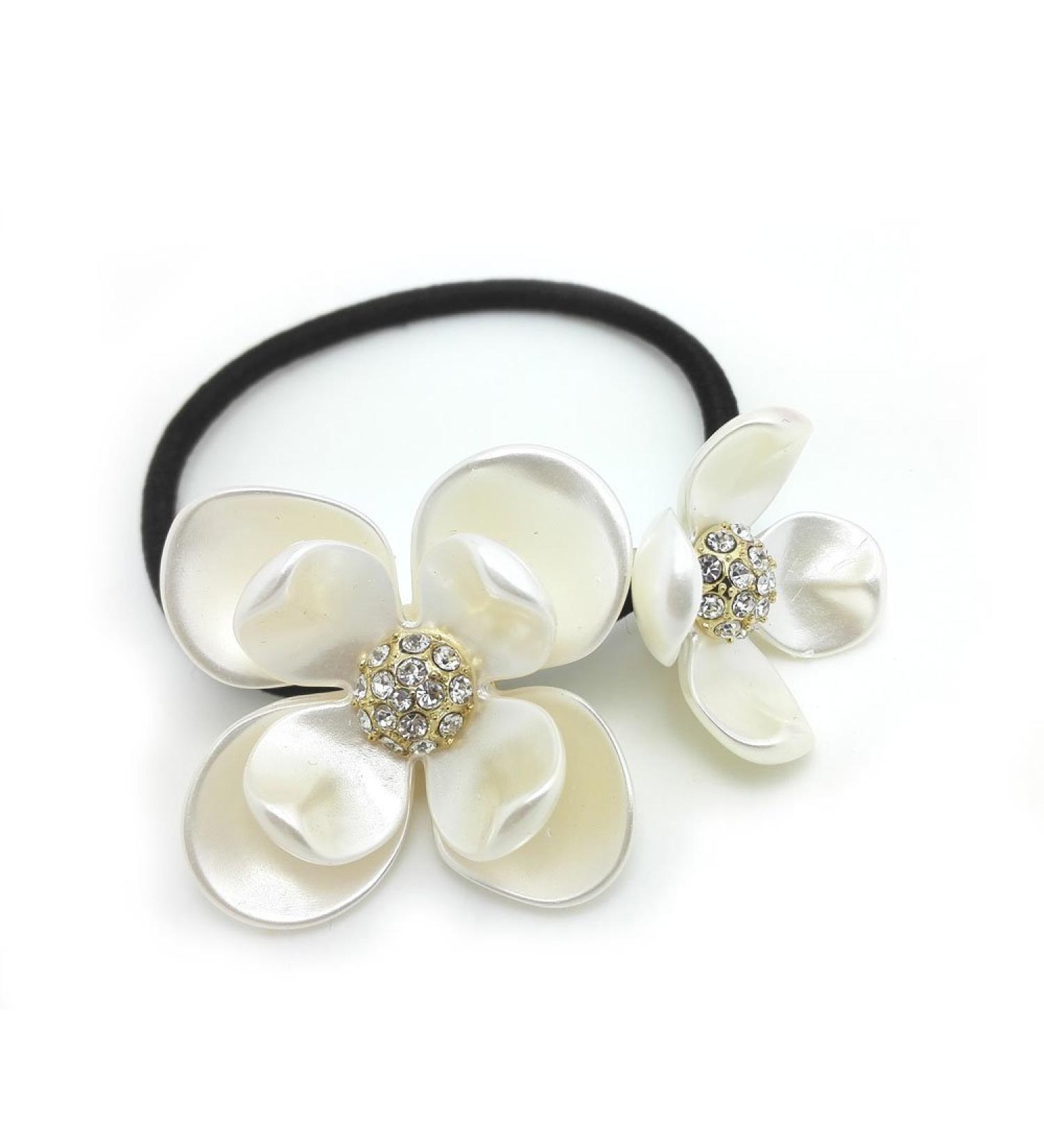 Meilliwish Crystal Flowers Ponytail Holder Hair Tie (B79)