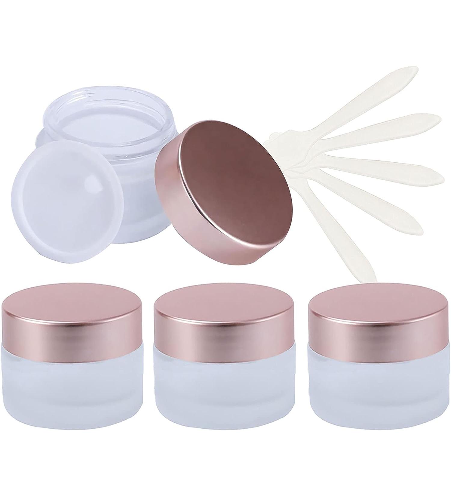 Plastic cosmetic jars empty jars 15ml Empty Face Cream Storage Containers Pots with Rose Lid Frosted Glass Cosmetic Jars (Color : Frosted Transparent Size : 20ml) (Color : Frosted Transparent Siz 15ml Frosted Transparent - Buy Online on SooperMarket.com