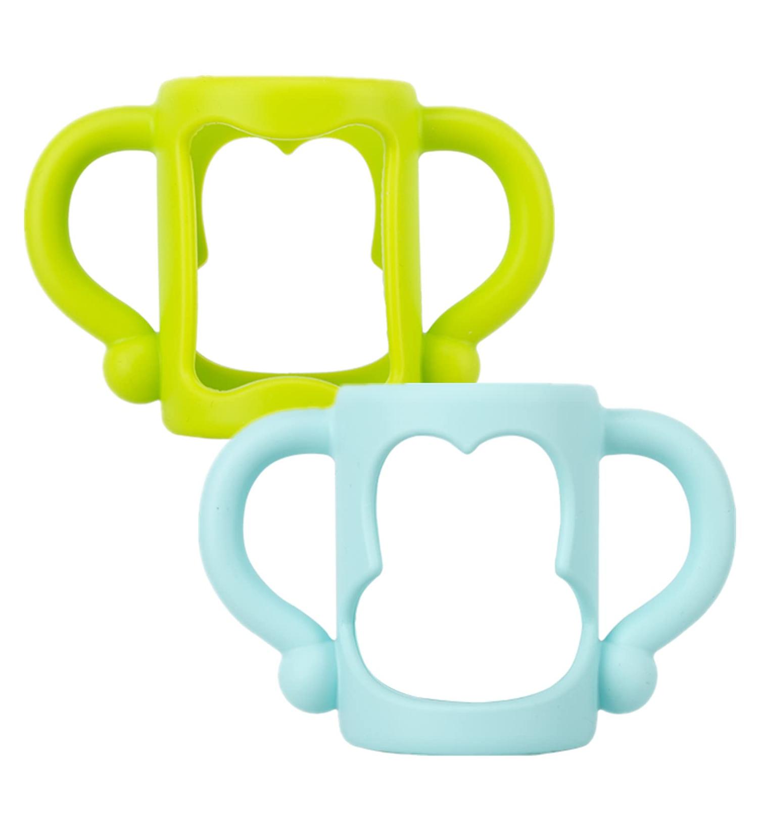 Smarbore Silicone Bottle Handles for Dr Brown Narrow Bottles - 2 Pack Blue | Easy Grip Sippy Cup Handle for Independent Drinking - Buy Online on SooperMarket.com