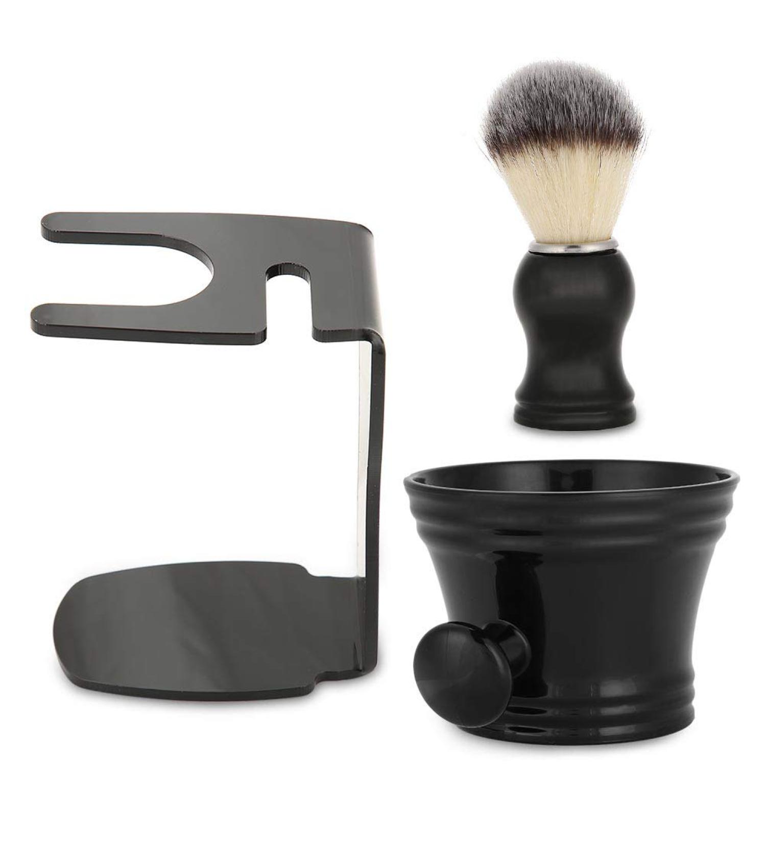 Wallfire 3-in-1 Shaving Brush Set with Stand & Bowl - Premium Men's Shaving Tools for a Luxurious Grooming Experience - Buy Online on SooperMarket.com