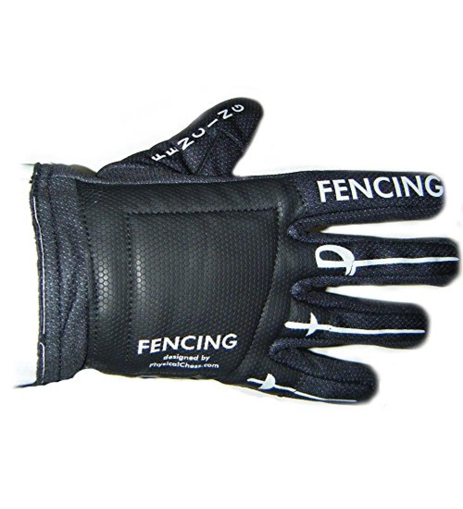 Fencing Washable Glove with Black Palm and "FENCING" Printed on Back of Hand Medium Right