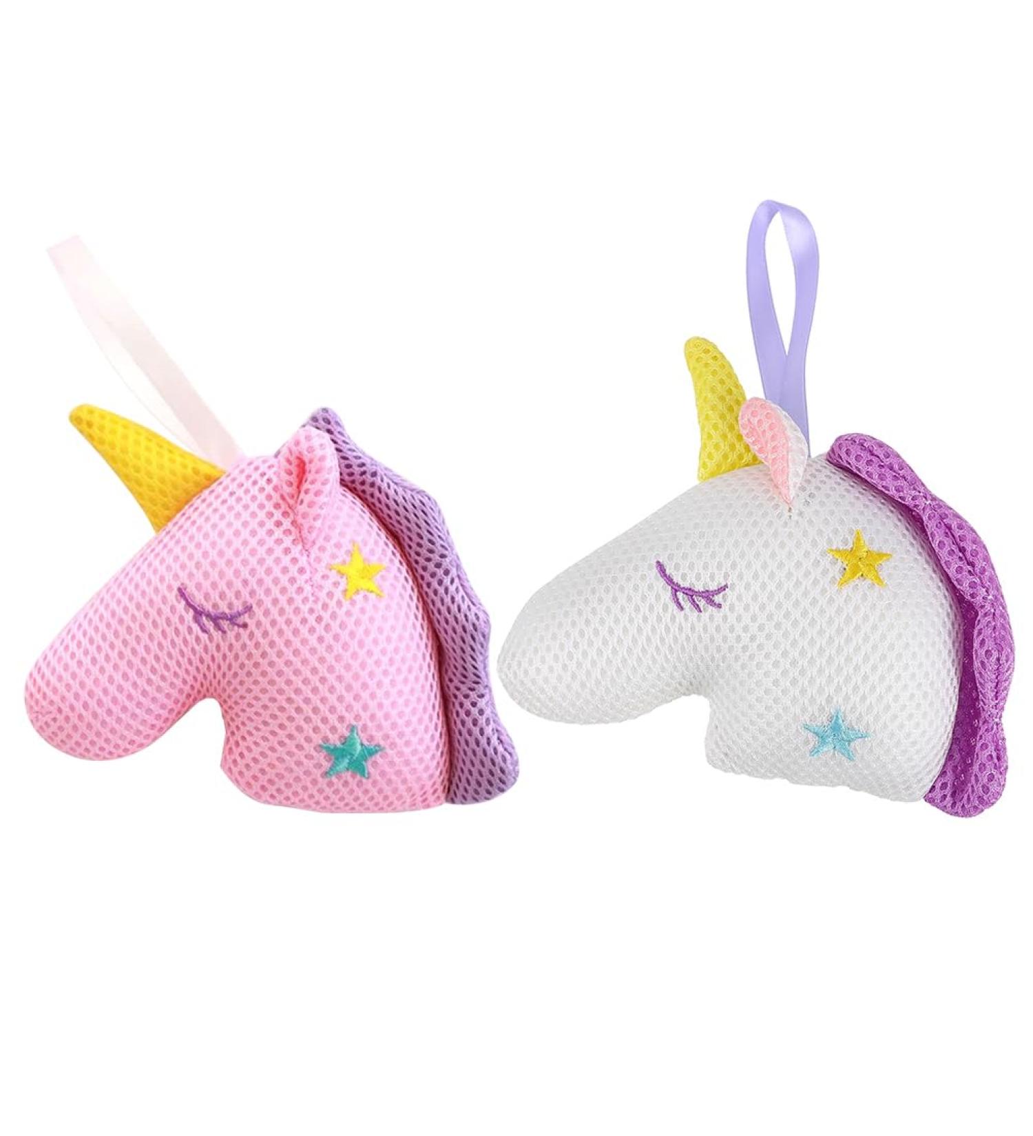 FRCOLOR 2pcs Unicorn Bath Body Sponges - Exfoliating Shower Poufs & Loofahs for Kids - Fun Flower Bath Toys - Perfect for Girls - Buy Online on SooperMarket.com