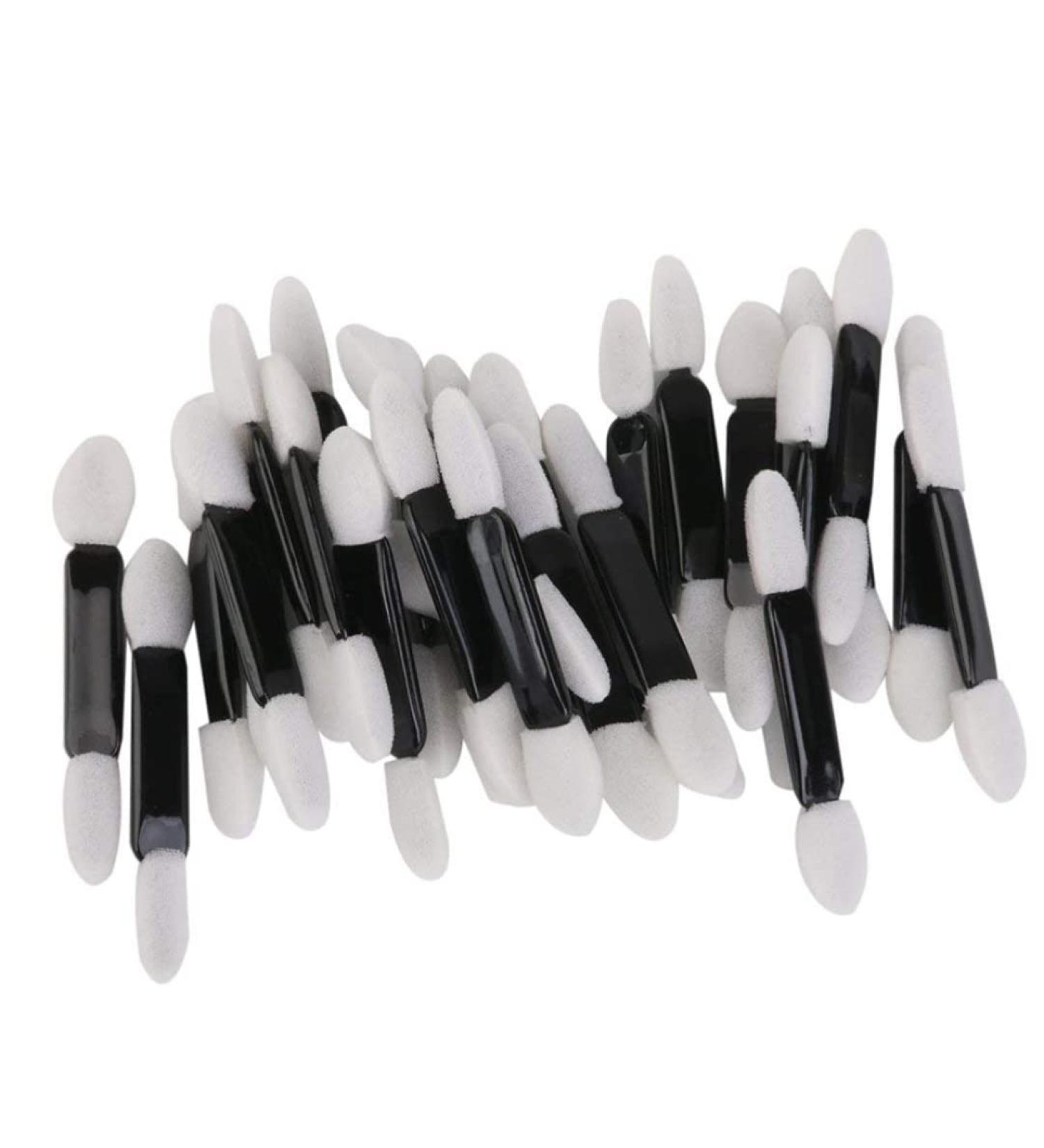 50pcs Disposable Ended Sponge Eye Shadow Applicators Dual Sided Eyeshadow Brush Sponge Tipped Oval Makeup Applicator Black - Buy Online on SooperMarket.com
