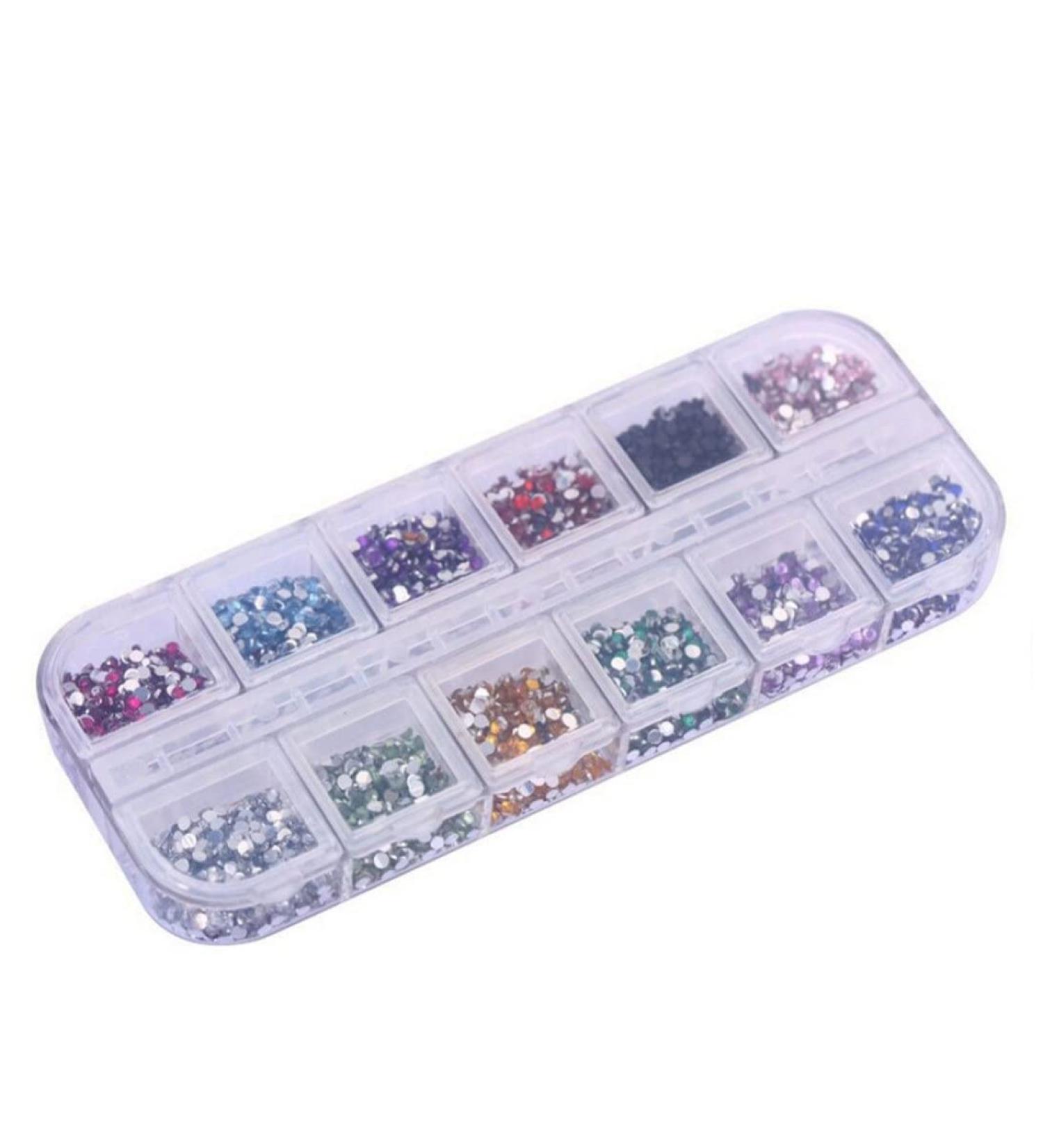 3000PCS Nail Art Rhinestones Kit Nail Tips Slices Nail Art Kit 12 Colours Nail Studs Glitter Nail For Nail Art Decorations - Buy Online on SooperMarket.com