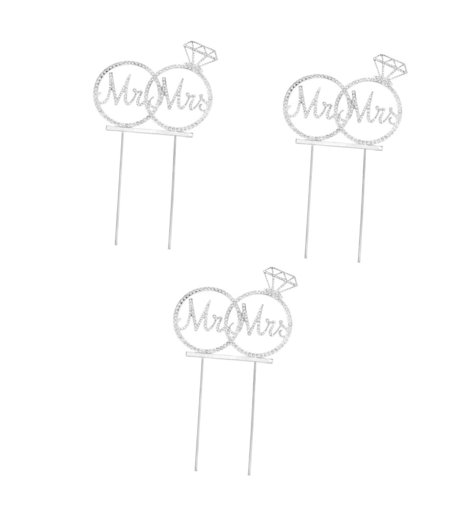 Warmhm 3pcs Cupcake Topper Cake Pick Wedding Cake Toppers Mr Mrs Shape Deisgn Picks Cupcakes Food Decoration Supplies Hair Accessories Bride Gorgeous Silverx3pcs mediumx3pcs - Buy Online on SooperMarket.com
