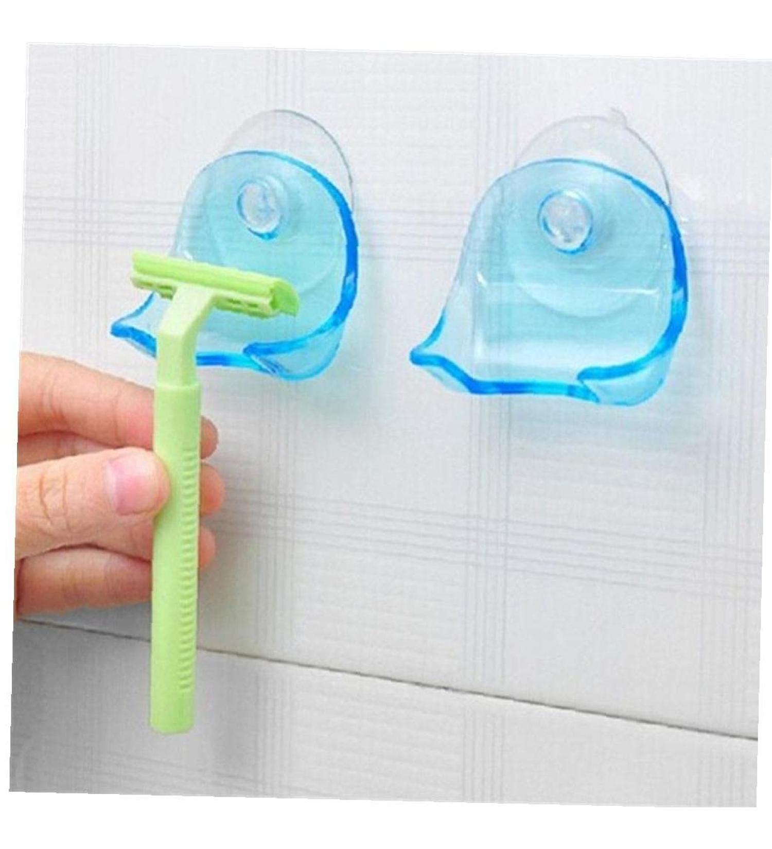 TOSSPER 2-Piece Suction Razor Holder & Toothbrush Organizer | Wall Sucker Hook for Bathroom & Shower Storage - International Shipping Available - Buy Online on SooperMarket.com