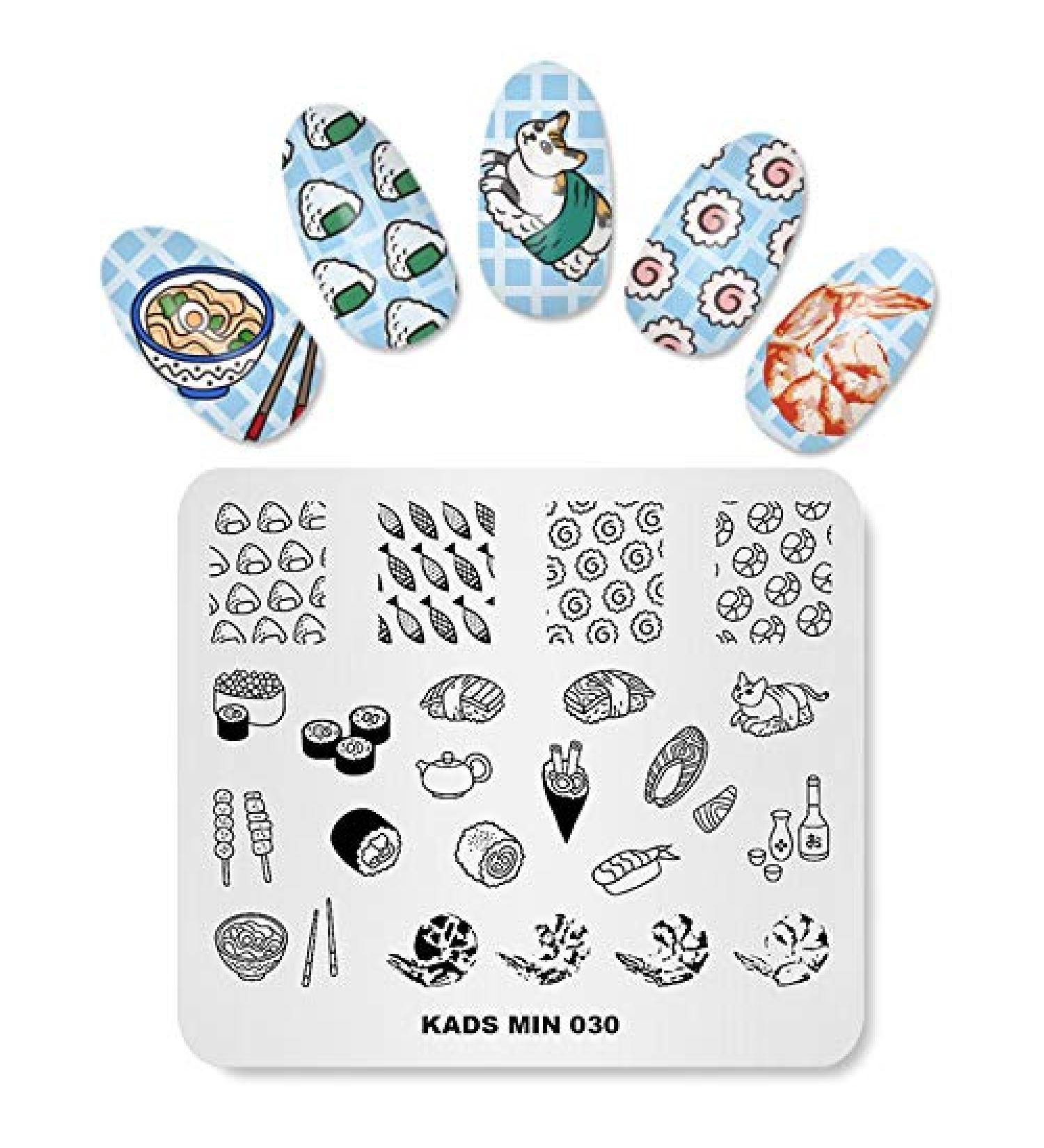 Nail Stamp Plate - Japanese Sushi & Shrimp Design Templates for DIY Nail Art | G00028-030 - Buy Online on SooperMarket.com