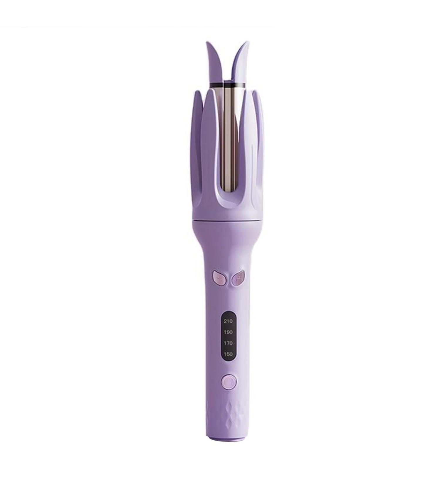Rotating Curling Iron - Automatic Hair Curler with Fast Heating & 4 Adjustable Temps for Perfect Hair Styling - Purple - Buy Online on SooperMarket.com