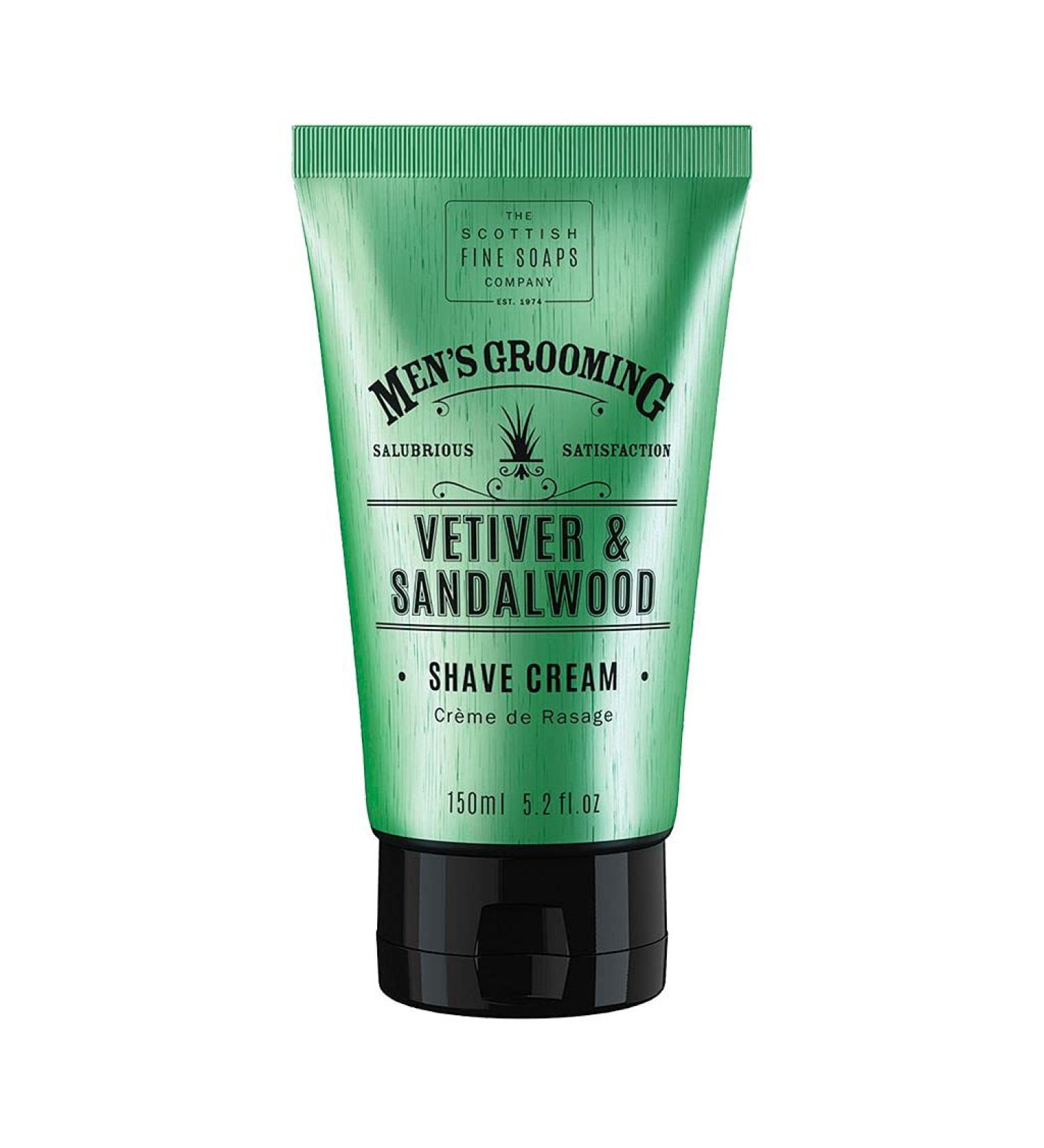 Scottish Fine Soaps Men's Vetiver & Sandalwood Shave Cream & Aloe Vera Hemp Oil Lotion 150ml - Buy Online on SooperMarket.com