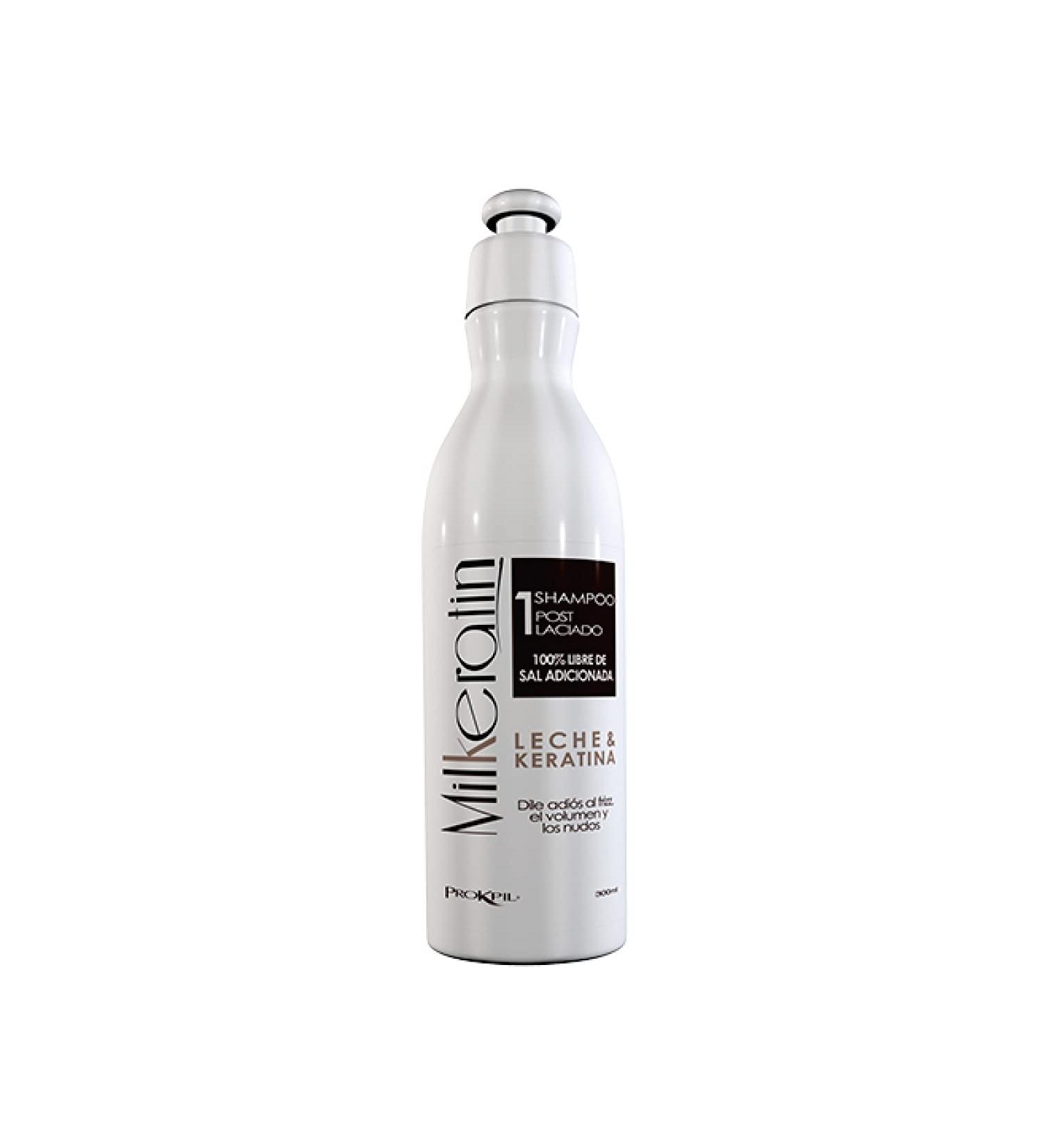 Prokpil Milkeratin Step 1 Shampoo Salt Free | Post Straightened Care Parabens Free No Frizz | Champu Pos Laciado Libre de parabenos Sin Sal 10.1oz-300ml