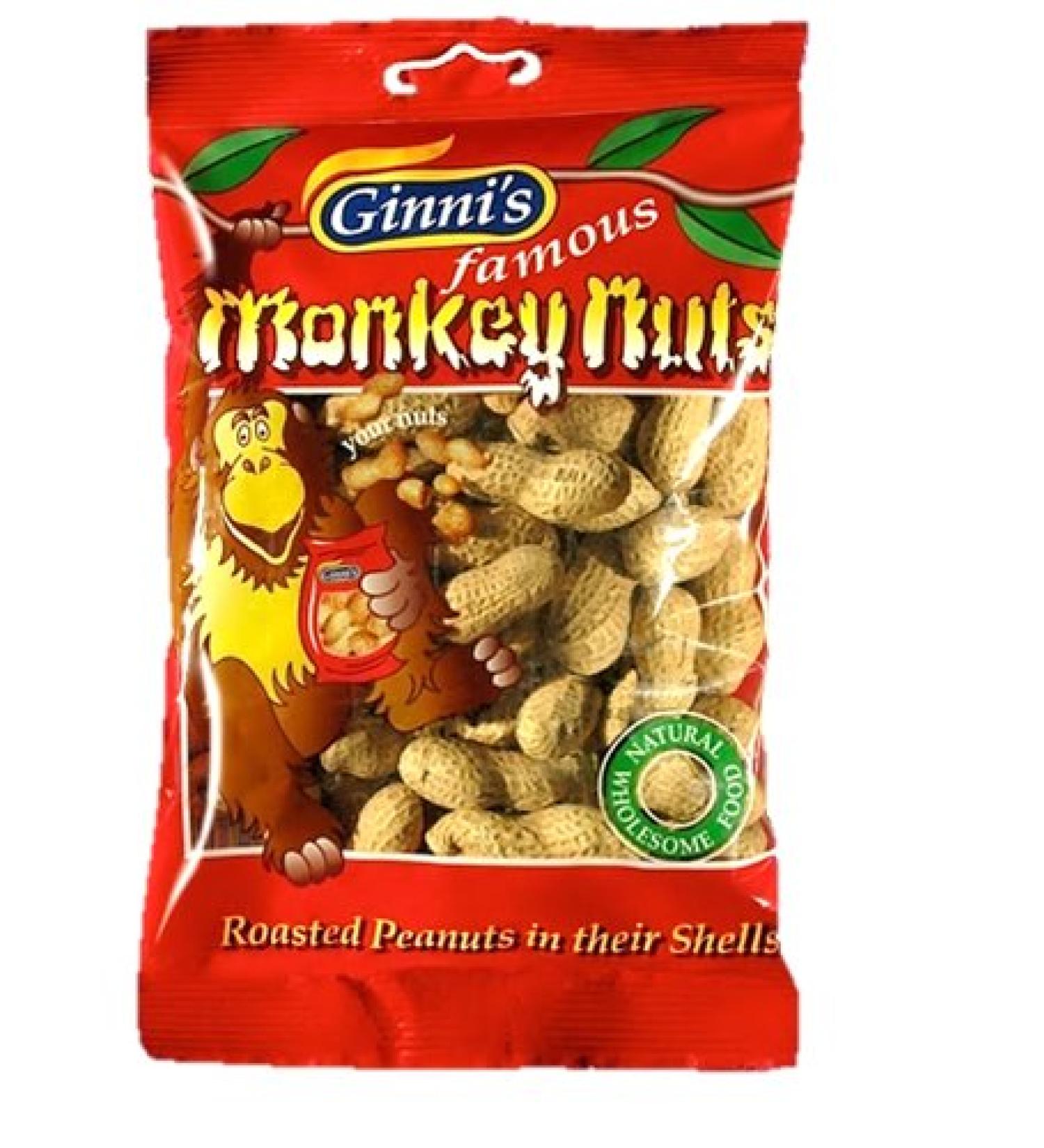Ginni's Famous Roasted Monkey Nuts - Peanuts in Shell Healthy Party Snacks - Ideal for Home Office Gym Movies - 10 x 120g