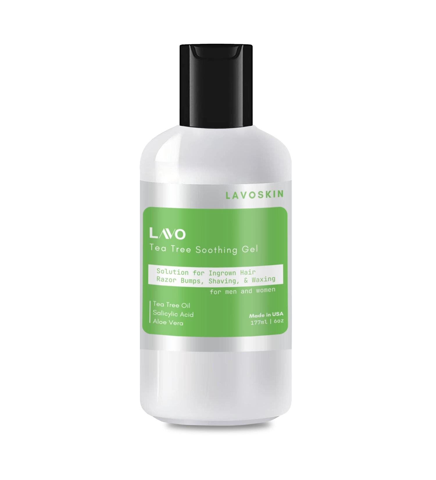 LAVO Tea Tree Gel with Salicylic Acid - Ultimate Ingrown Hair Treatment for Men and Women - Razor Bump and Burn Remover - Ideal for Bikini Lines, Acne, and Post-Hair Removal - Waxing, Shaving, Laser, Electrolysis - Buy Online on SooperMarket.com