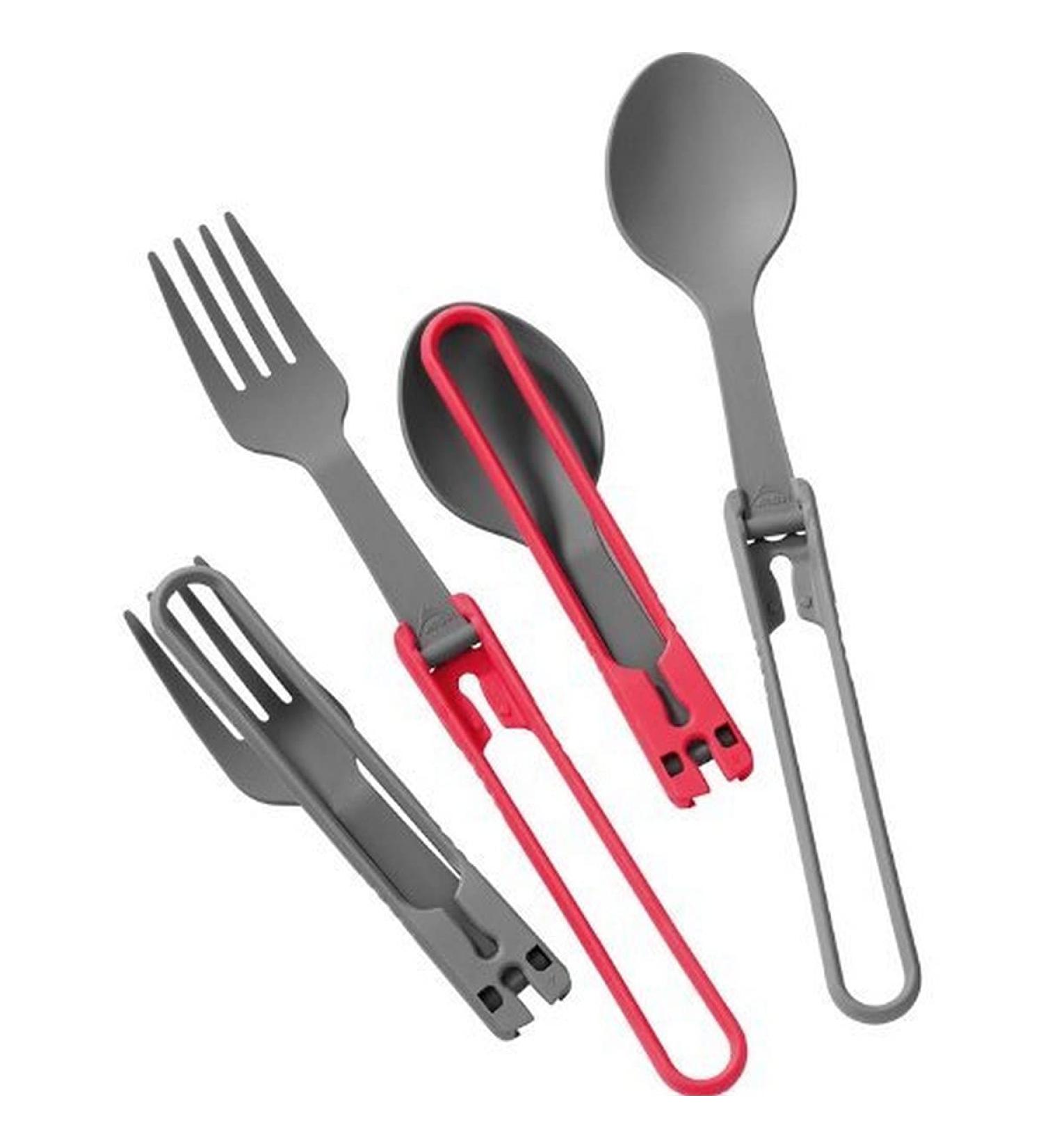 MSR 4-Piece Folding Camping Spoon and Fork Set Spoon & Fork (2 of each) Regular