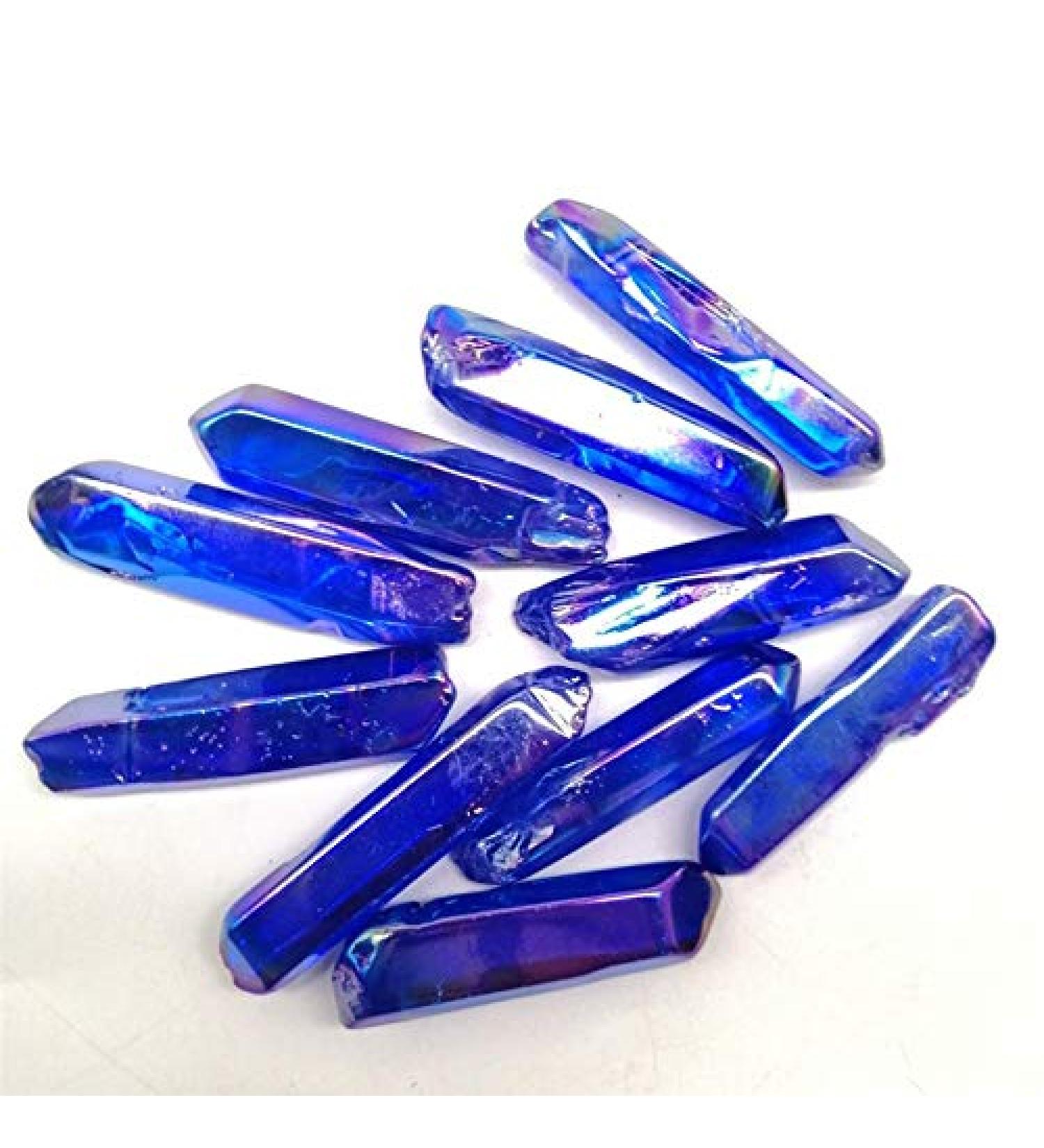 100g Blue Aura Titanium Crystal Coated Strip Quartz Rough Violet Crystal Stone Strip for Decoration - Buy Online on SooperMarket.com