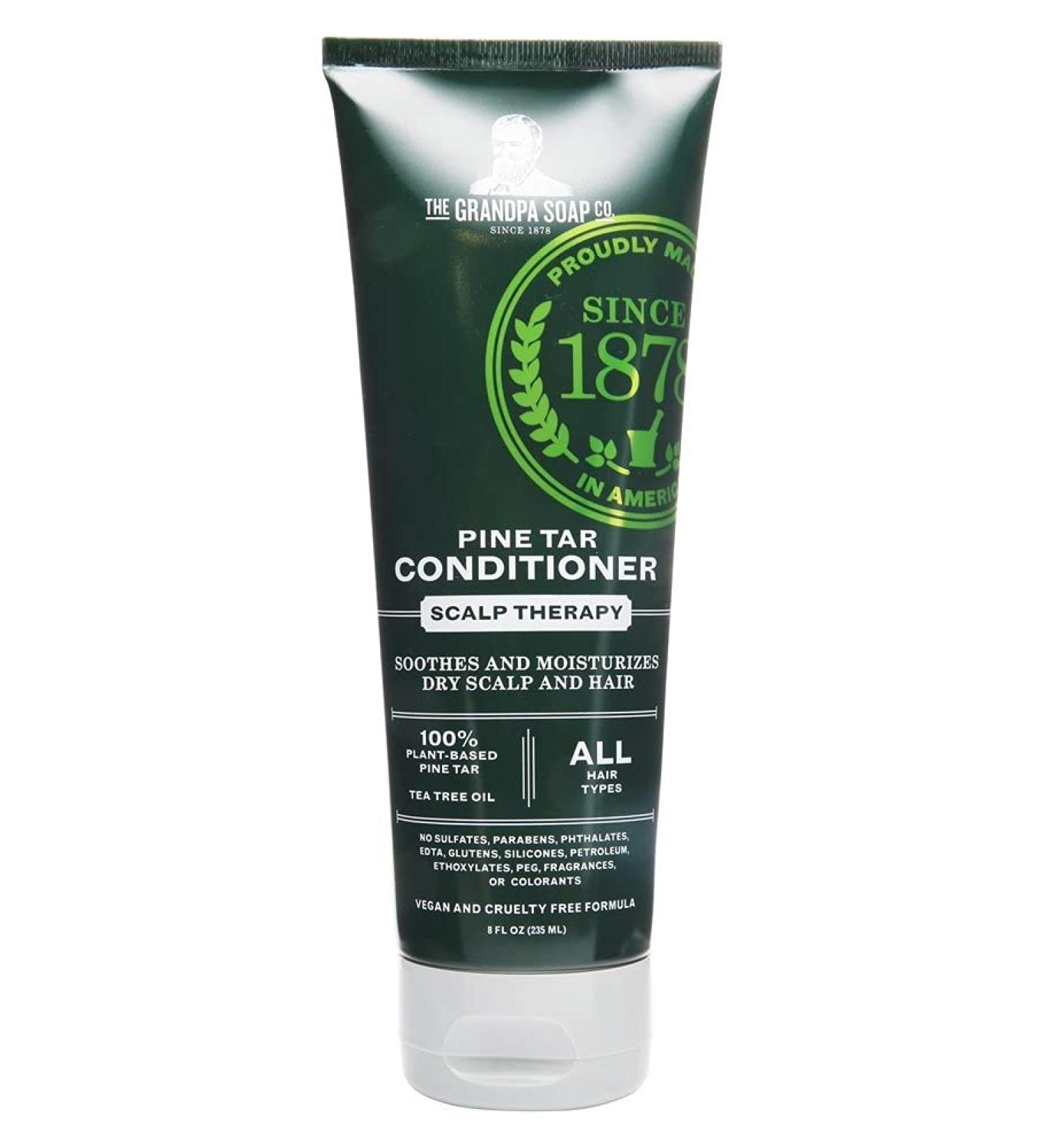 Pine Tar Conditioner by The Grandpa Soap Company | Tea Tree + Coconut Oil| Scalp Therapy | All Hair Types | Vegan & Sulfate Free | 8 Fl. Oz. Tube
