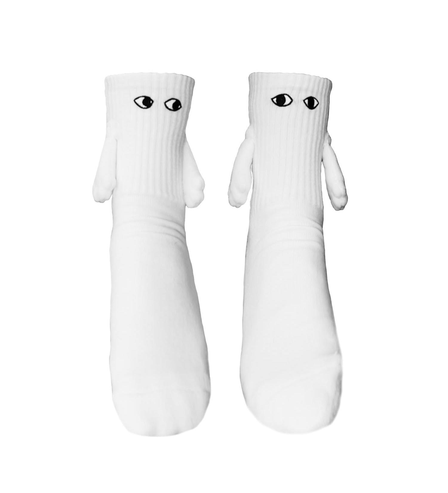 Balleenshiny Funny Magnetic Suction 3D Doll Couple Socks - Unisex One Size 2 Pairs White - Buy Online on SooperMarket.com