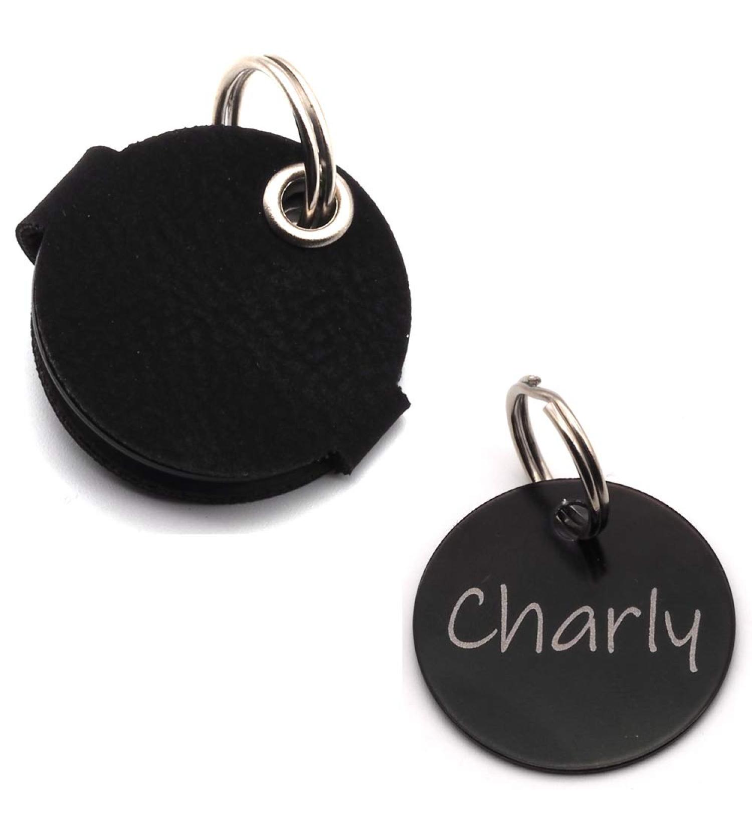 Dog Brand Pocket Engraving | Push Button | Synthetic Leather Keychains in Blue Black Red Yellow | 30mm Customizable Control Tags - Buy Online on SooperMarket.com