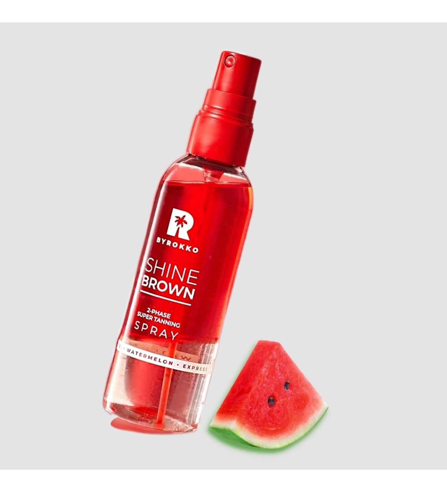 BYROKKO Original Shine Brown Watermelon Two-Phase Spray Tanning Oil with Hyaluronic Acid 3.5 Fl Oz | Tan Accelerator with Hydration for Express Sunbed & Outdoor Tanning - Buy Online on SooperMarket.com