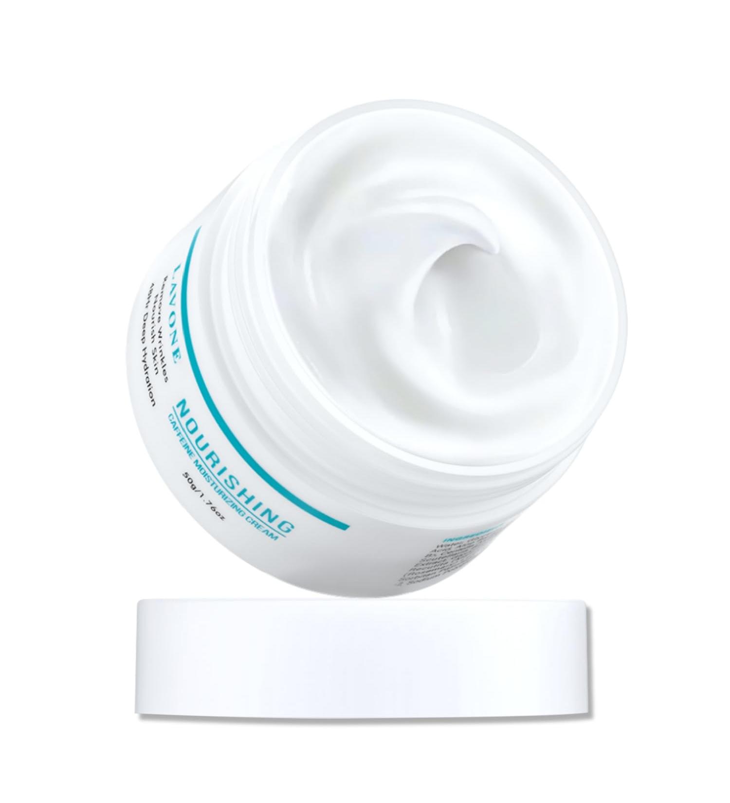 LAVONE Face Moisturizer for Women & Men - Caffeine Hyaluronic Acid Vitamin E | Daily & Night Cream for Dry Oily Sensitive & Acne-Prone Skin - 1.76 Fl Oz - Buy Online on SooperMarket.com