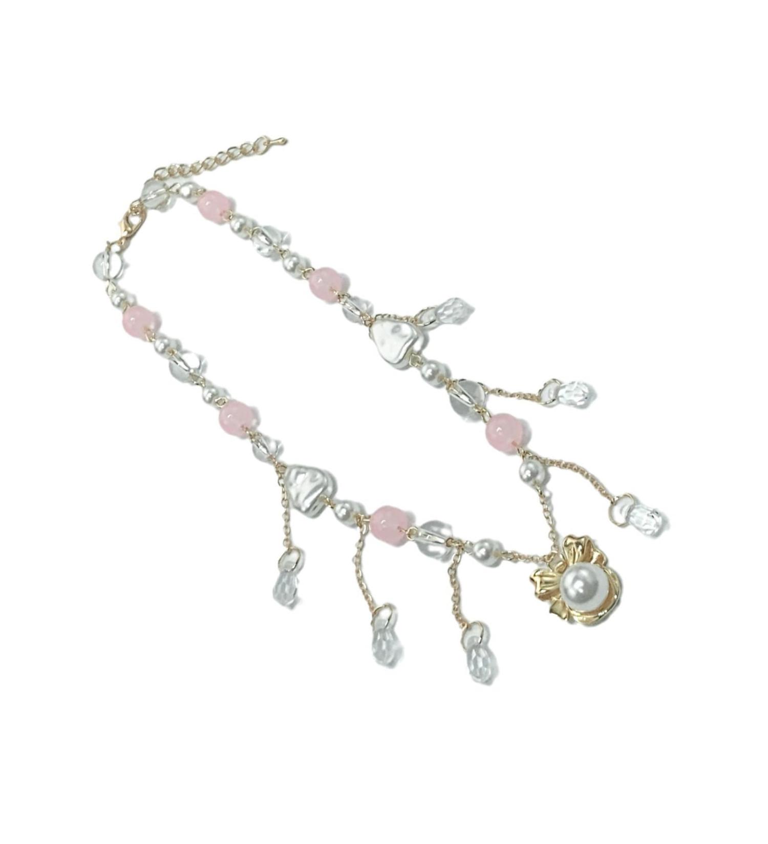 Shop Oralgo's Stylish Pearl Necklace with Art Beads & Adjustable Loop Pendant - Perfect Collarbone Chain for Every Occasion - Buy Online on SooperMarket.com