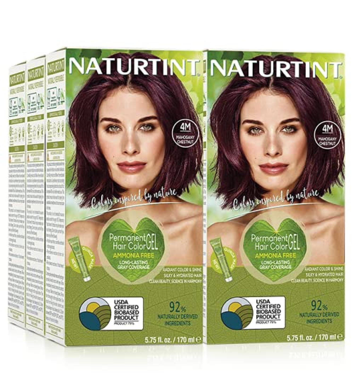 Naturtint Permanent Hair Color 4M Mahogany Chestnut - Pack of 6 | Ammonia-Free, Vegan, Cruelty-Free | Up to 100% Gray Coverage, Long-Lasting Results - Buy Online on SooperMarket.com