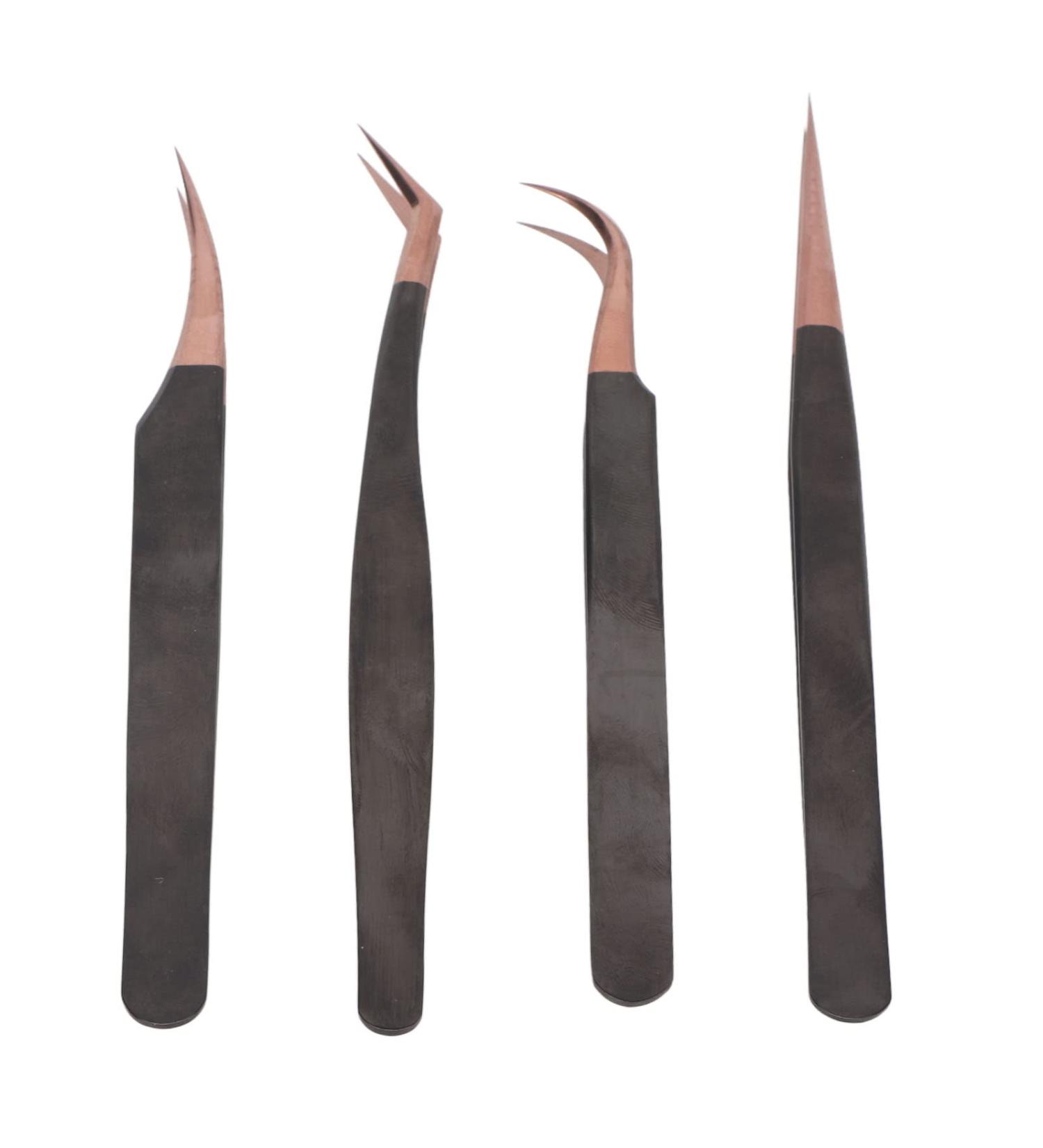 4Pcs Nail Art Tweezers - Stainless Steel Antistatic Tweezers for Eyelash Extensions & Beauty | International Shipping - Buy Online on SooperMarket.com