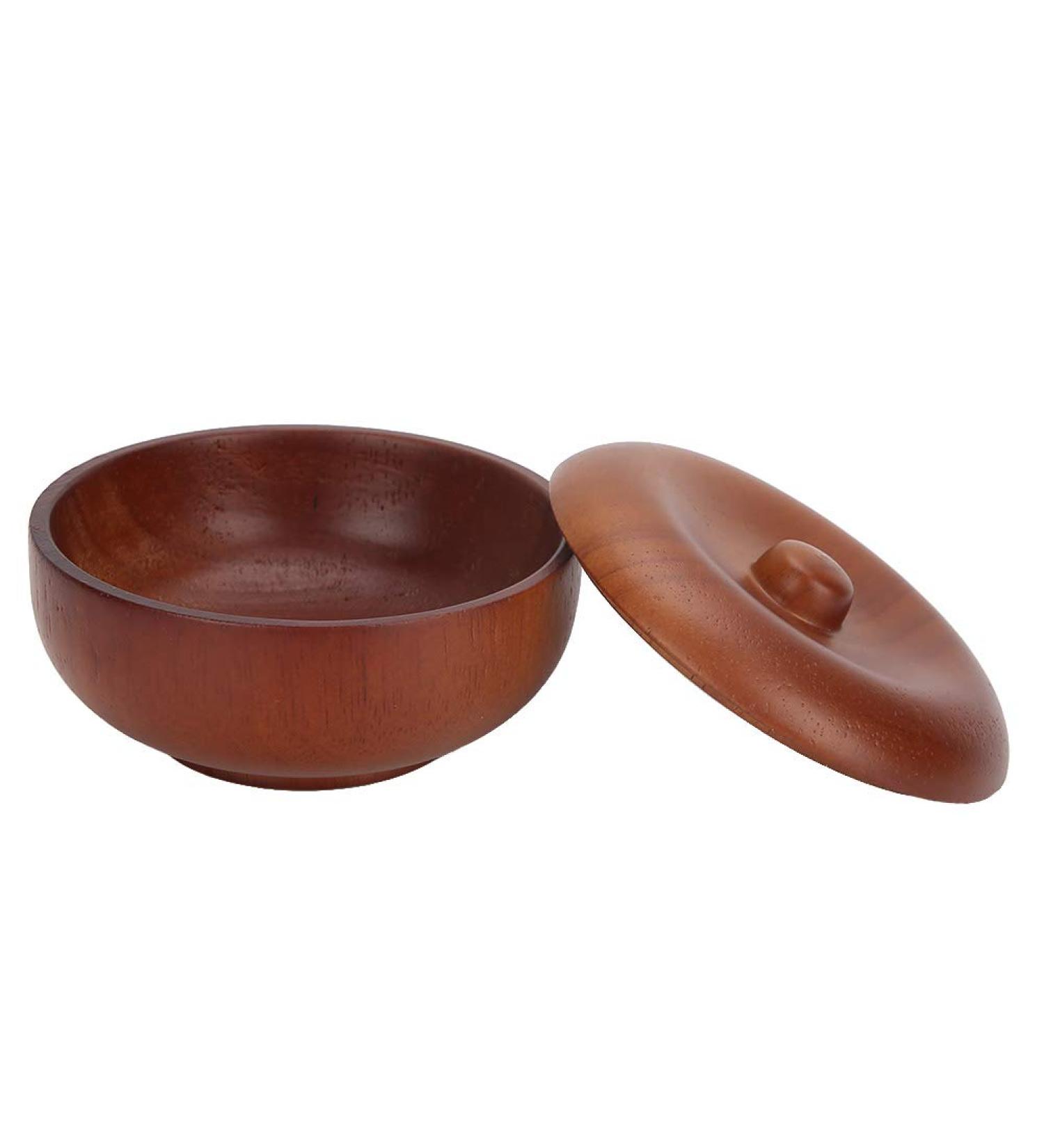 Dekaim Wooden Shaving Bowl with Lid | Men's Shaving Brush & Foam Cup for Cream & Soap | International Shipping - Buy Online on SooperMarket.com