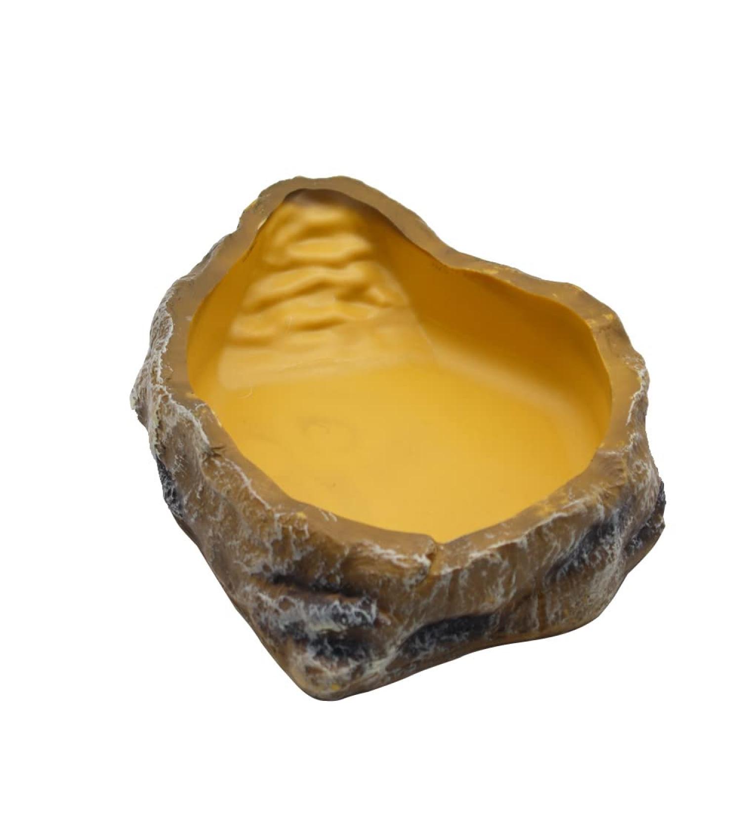 Medium Resin Rock Water Bowl for Reptiles | Terrarium Tank Food Bowl for Lizards, Snakes, Frogs, and More - Buy Online on SooperMarket.com
