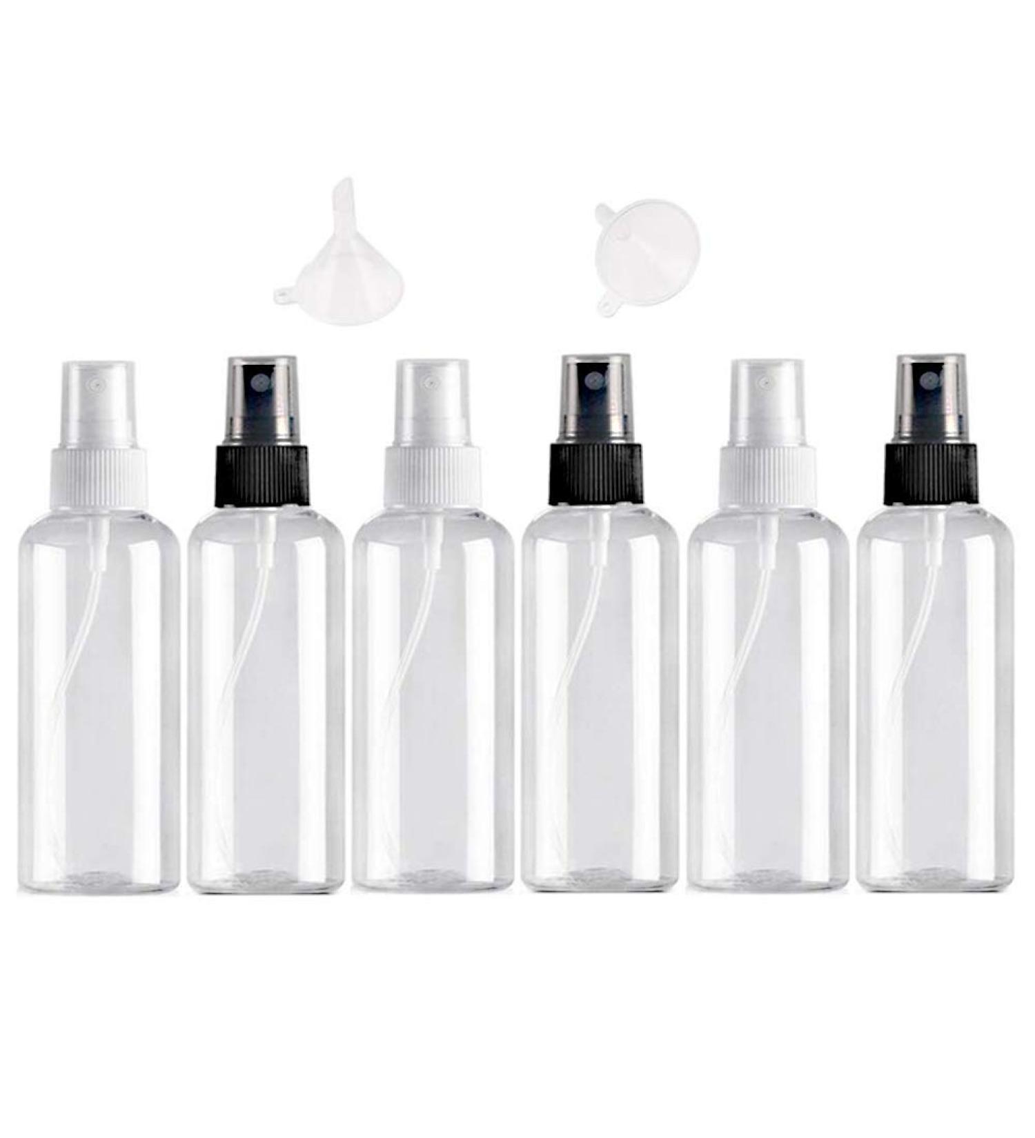 Usmlicer 6 Pack 50ml Transparent Fine Fog Spray Bottles - Travel-Sized Plastic Perfume & Deodorant Dispenser - Empty Refillable Robber Bottles - Buy Online on SooperMarket.com