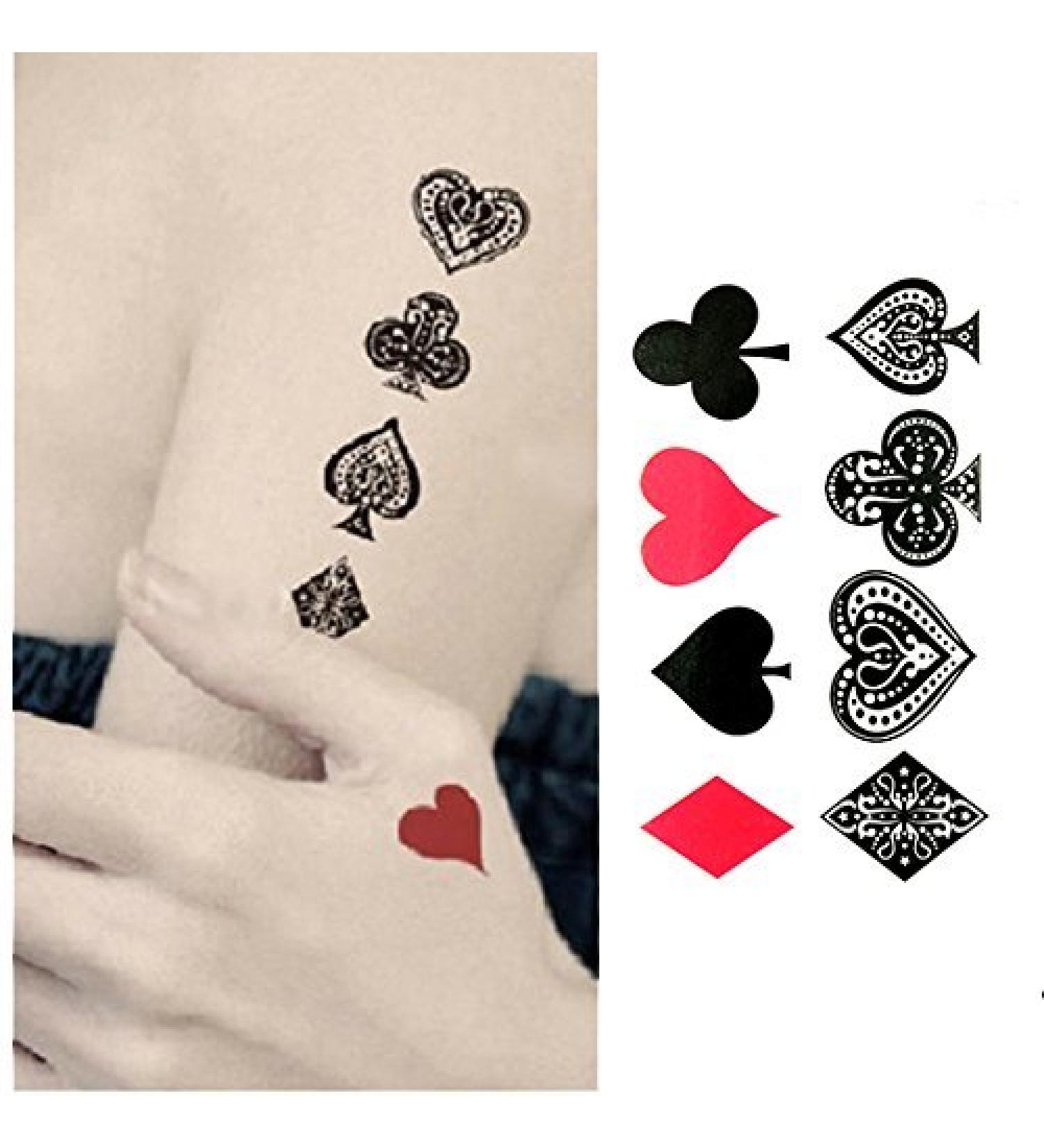 Oottati Small Cute Temporary Tattoo Hearts of Spades of Spades (Set of 2)